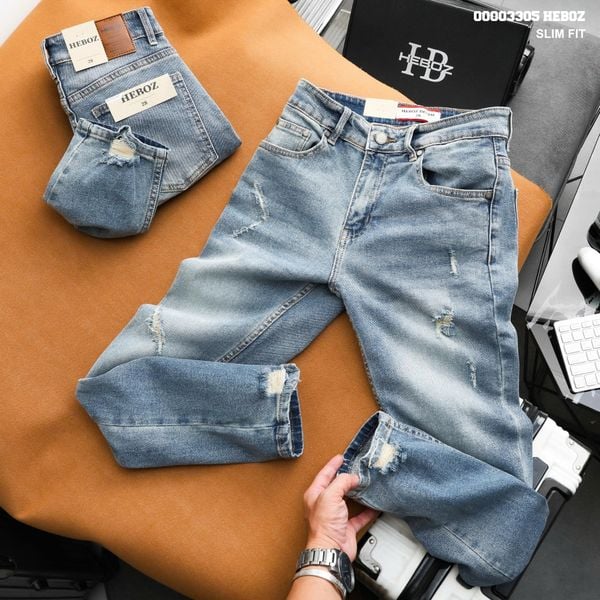 Quần jean Heboz slim ripped D040 - 00003305 