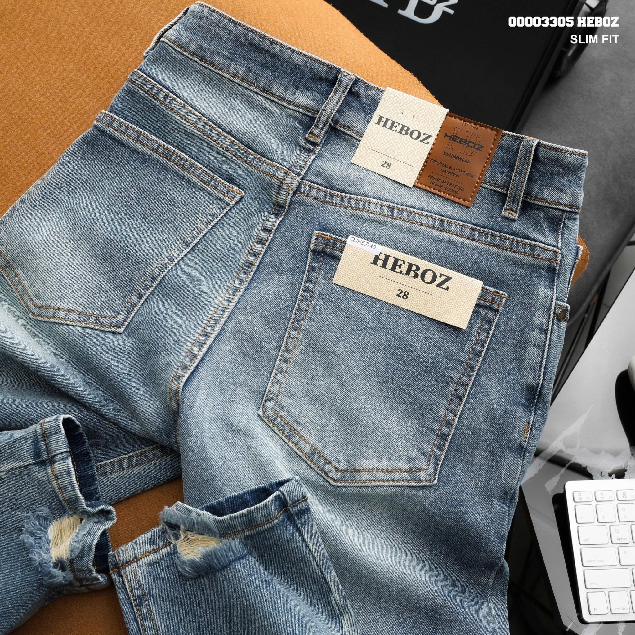  Quần jean Heboz slim ripped D040 - 00003305 