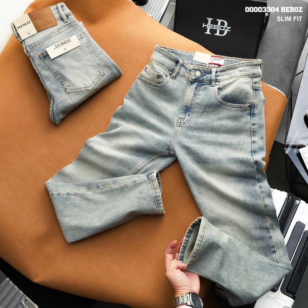  Quần jean Heboz dáng slim trơn D31 - 00003304 