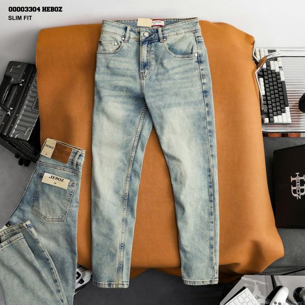  Quần jean Heboz dáng slim trơn D31 - 00003304 