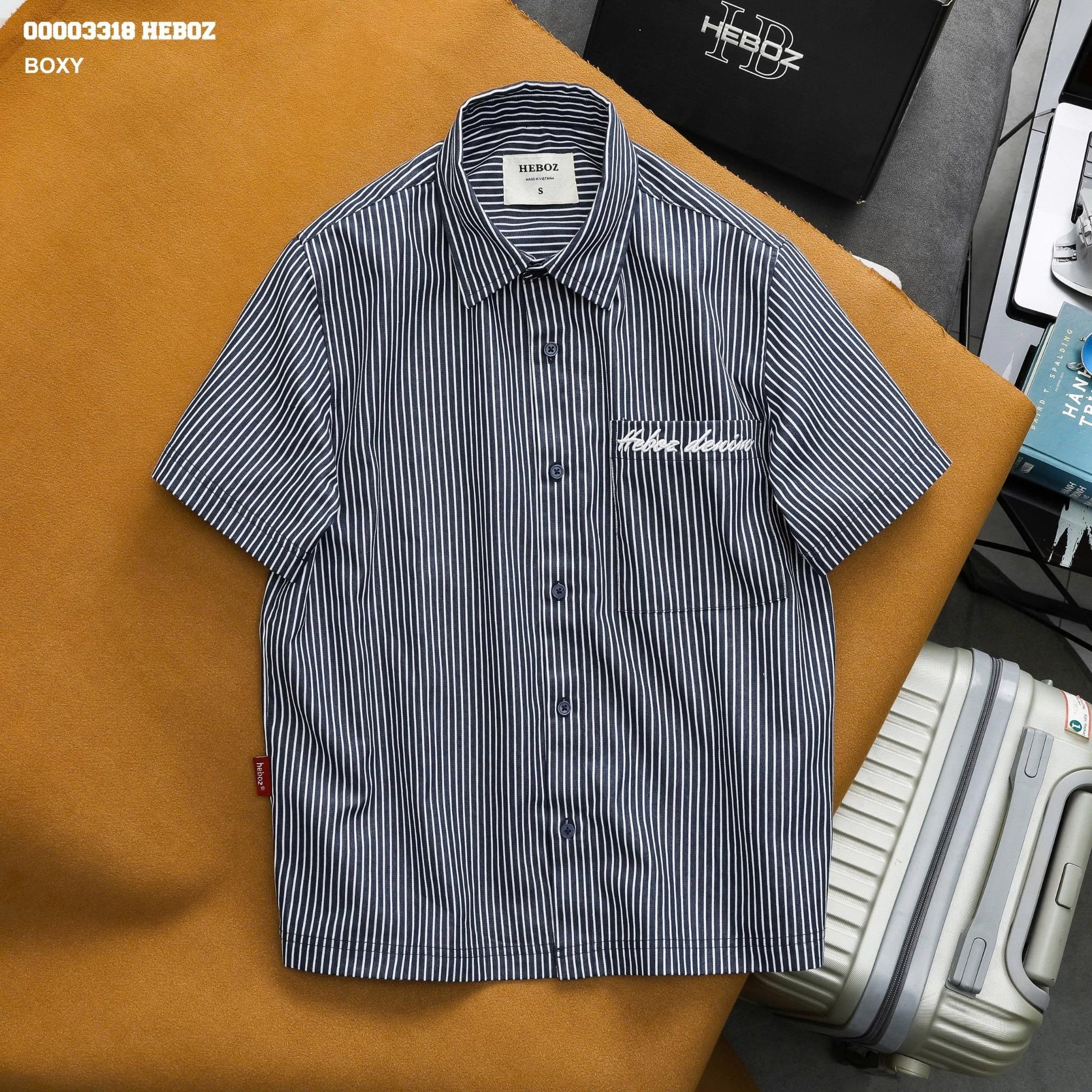  Áo sơ mi Heboz boxy striped 2M - 00003318 