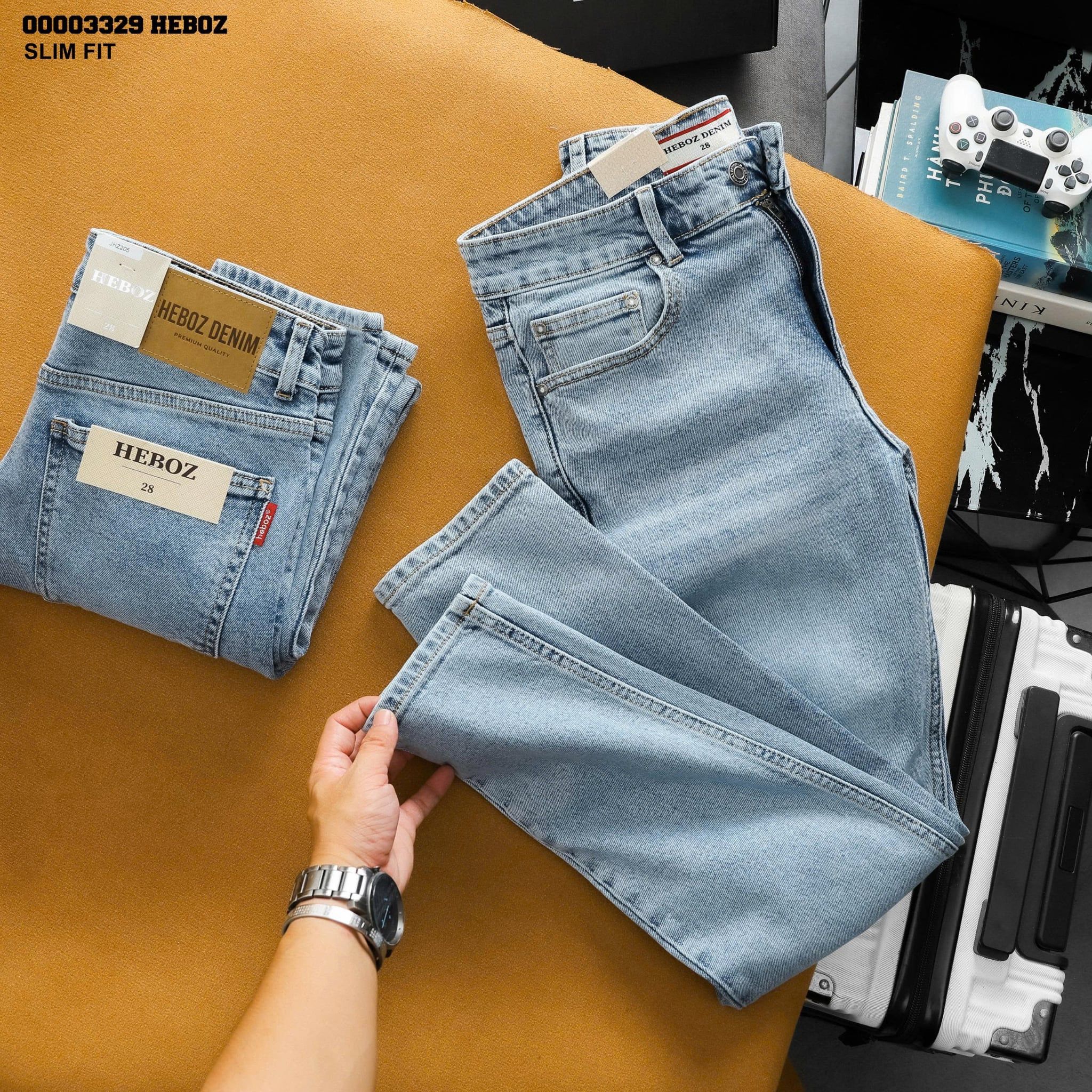  Quần jean Heboz slim trơn D205 - 00003329 