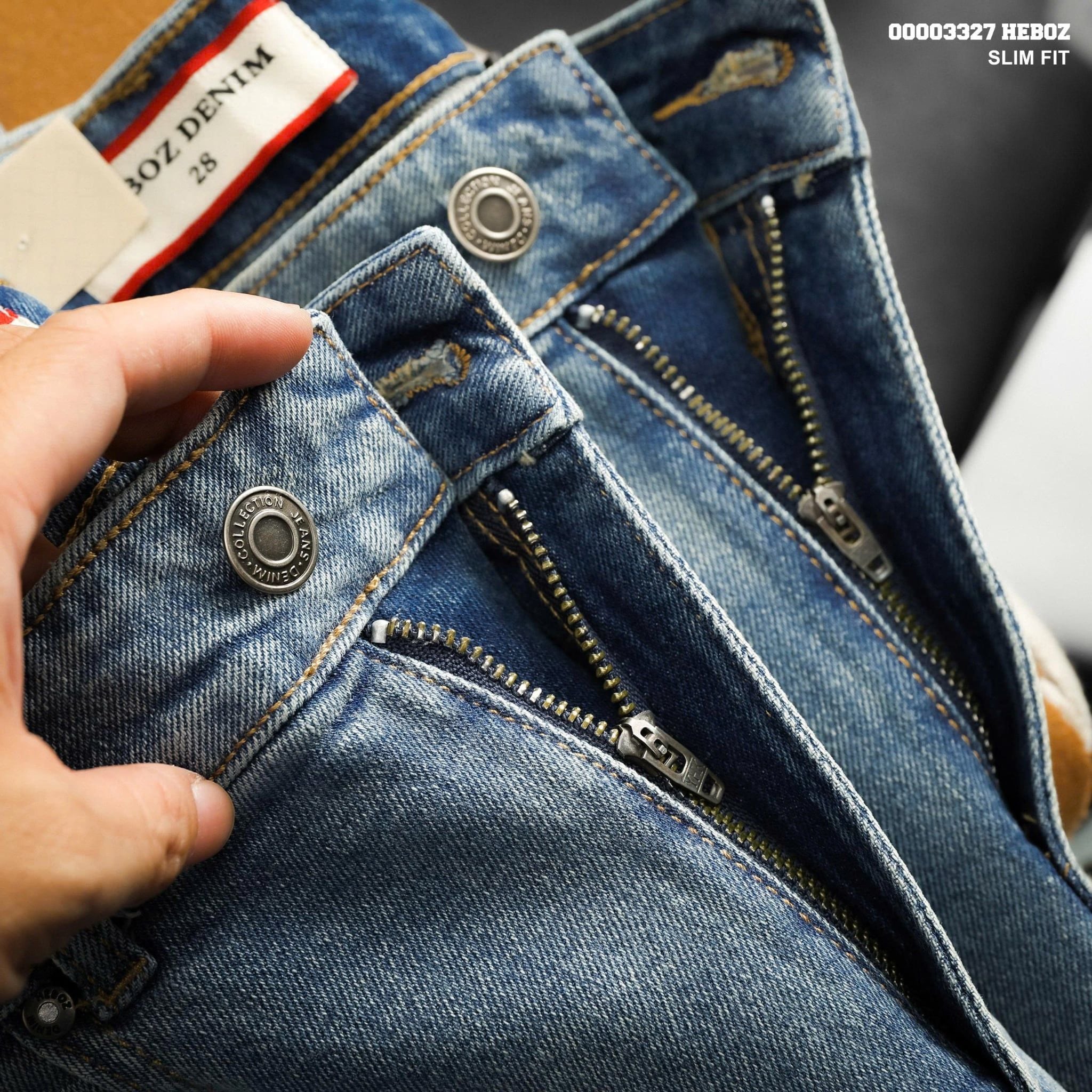  Quần jean Heboz slim trơn D203 - 00003327 