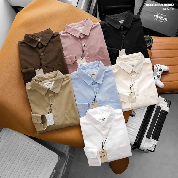  Áo sơ mi nam HEBOZ kaki 1T 7M - 00002669 