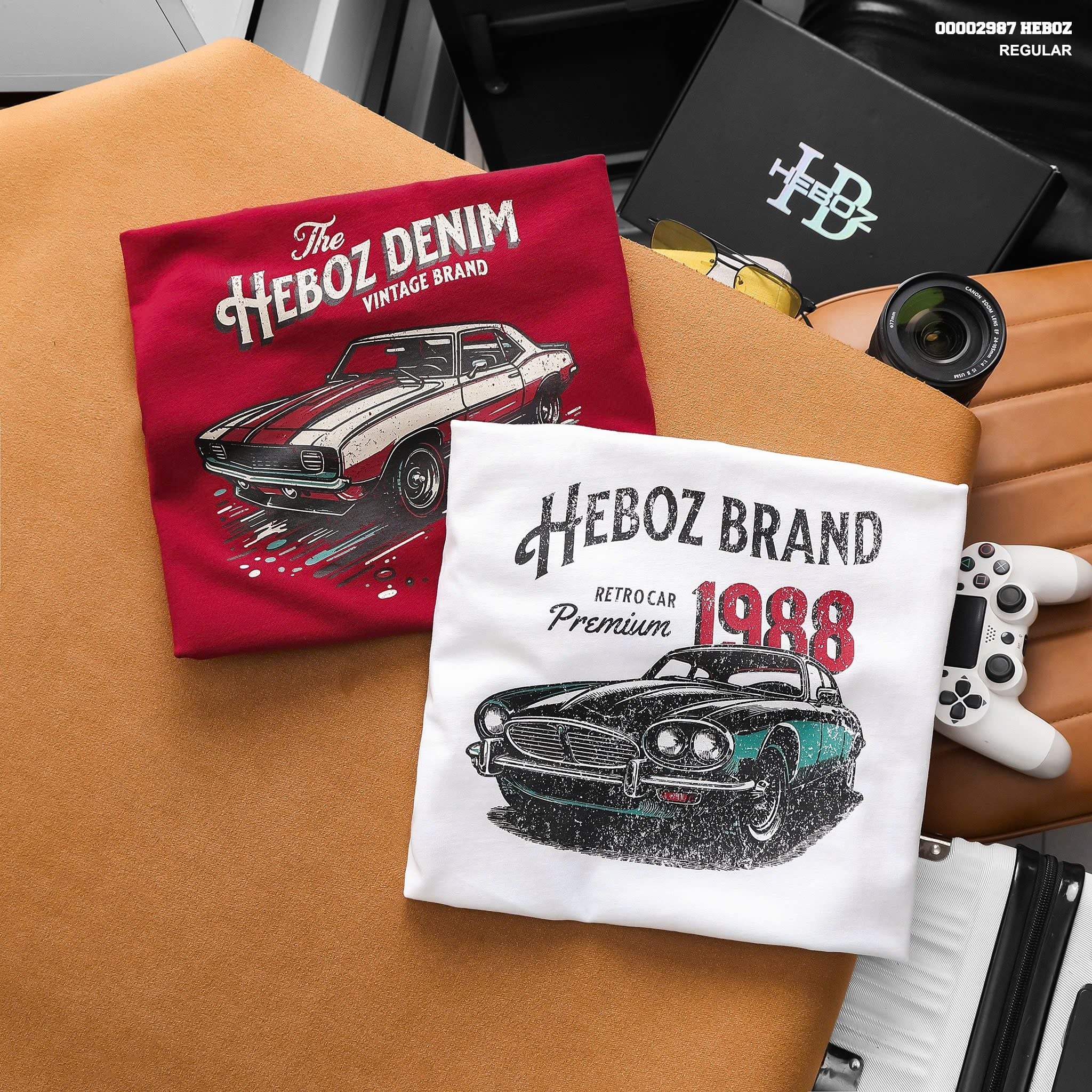  Áo thun nam Heboz retro car regular 2M - 00002987 