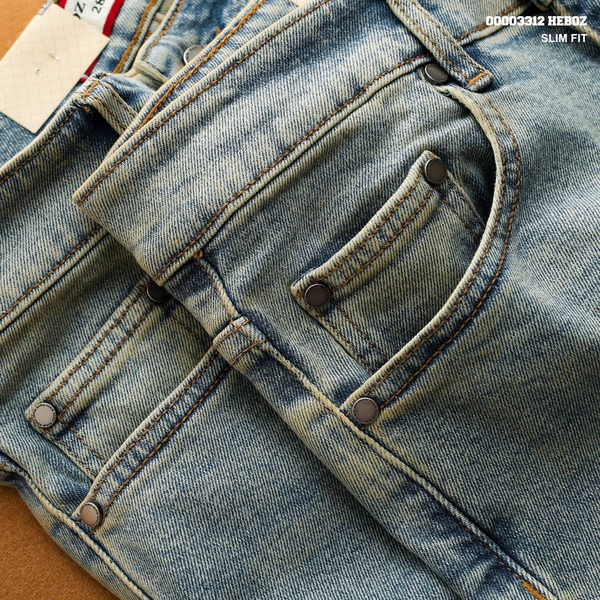 Quần jean Heboz dáng slim trơn D39 - 00003312 