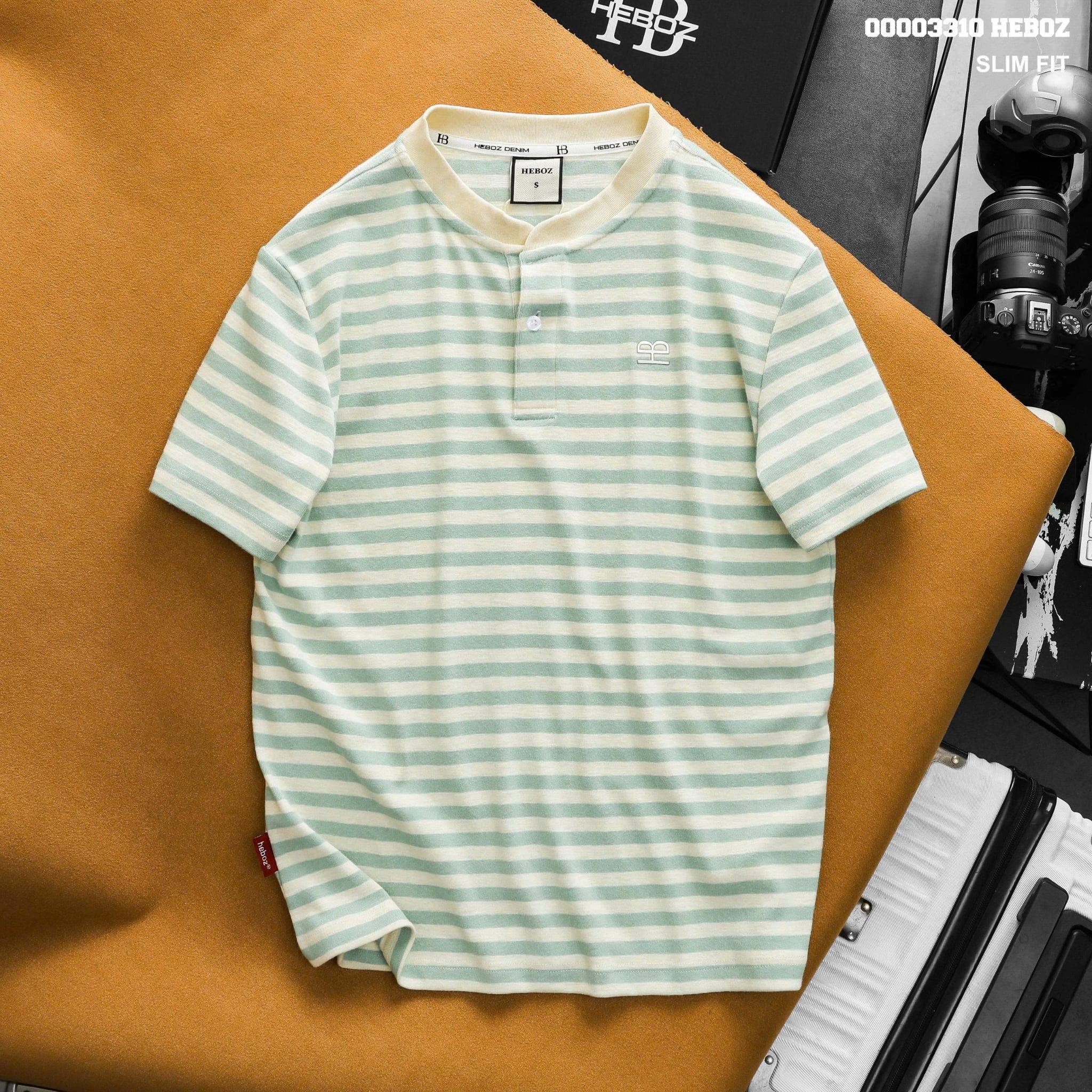 Áo thun Heboz henley striped 4M - 00003310 