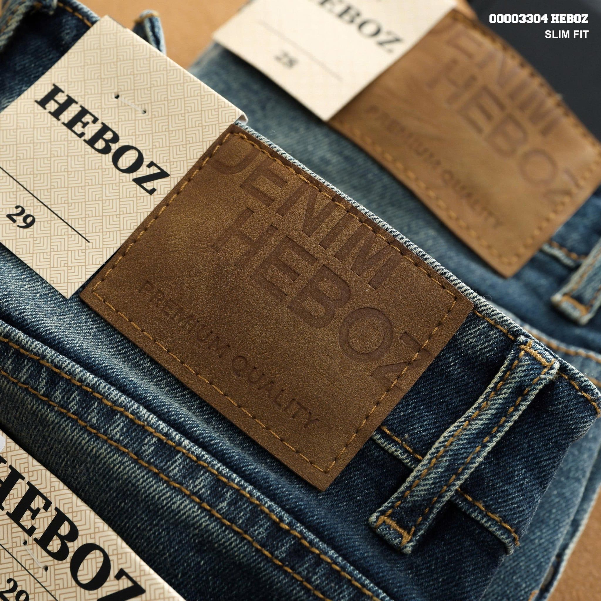 Quần jean Heboz dáng slim trơn D31 - 00003304 