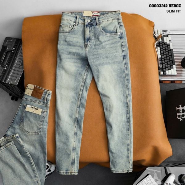  Quần jean Heboz dáng slim trơn D39 - 00003312 