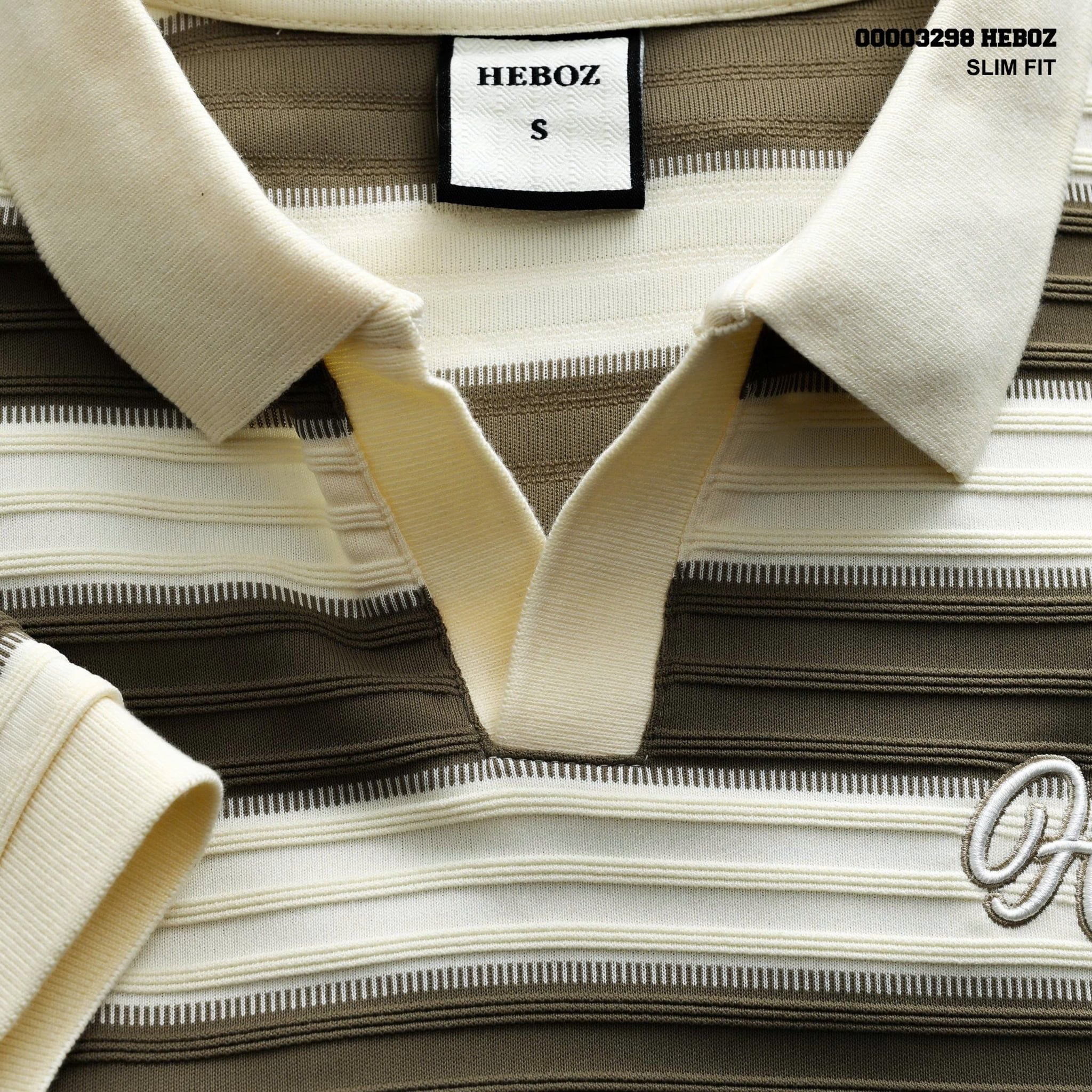  Áo polo Heboz collar V striped 2M - 00003298 