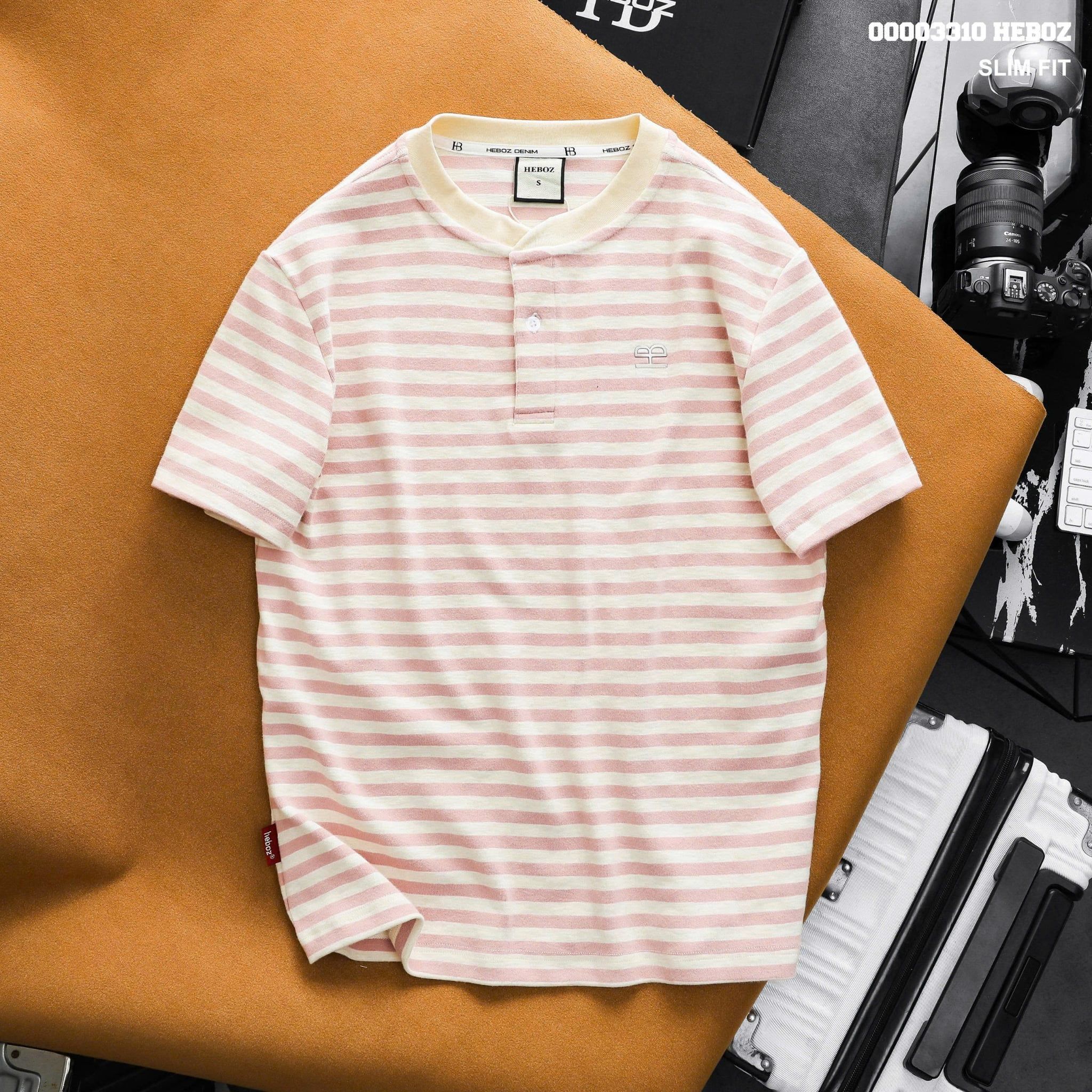  Áo thun Heboz henley striped 4M - 00003310 