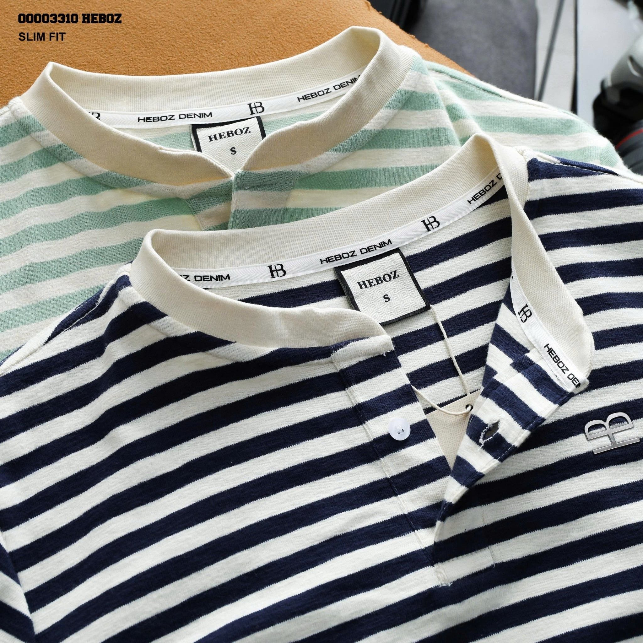  Áo thun Heboz henley striped 4M - 00003310 