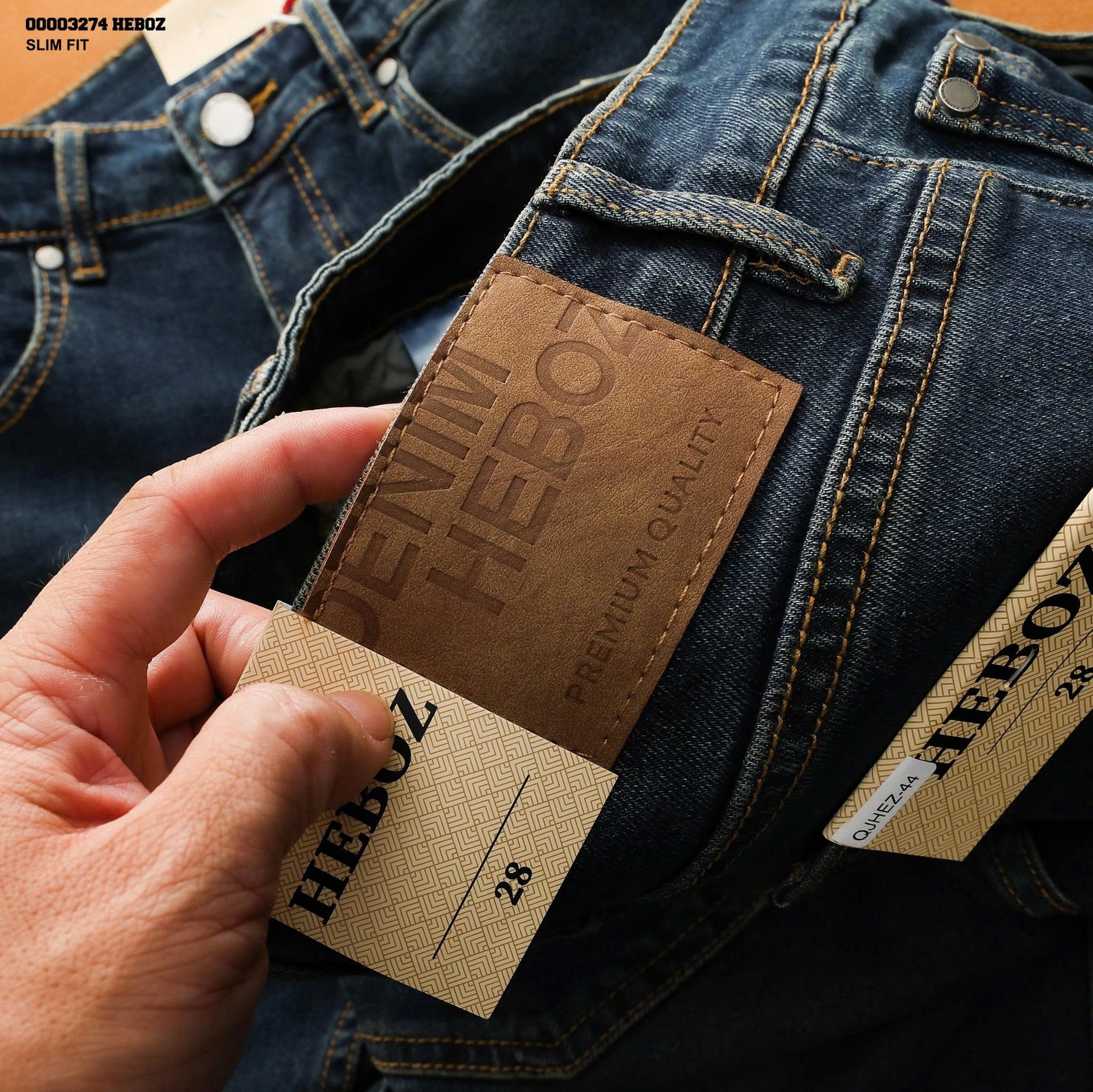  Quần jean Heboz dáng slim trơn D44 - 00003274 