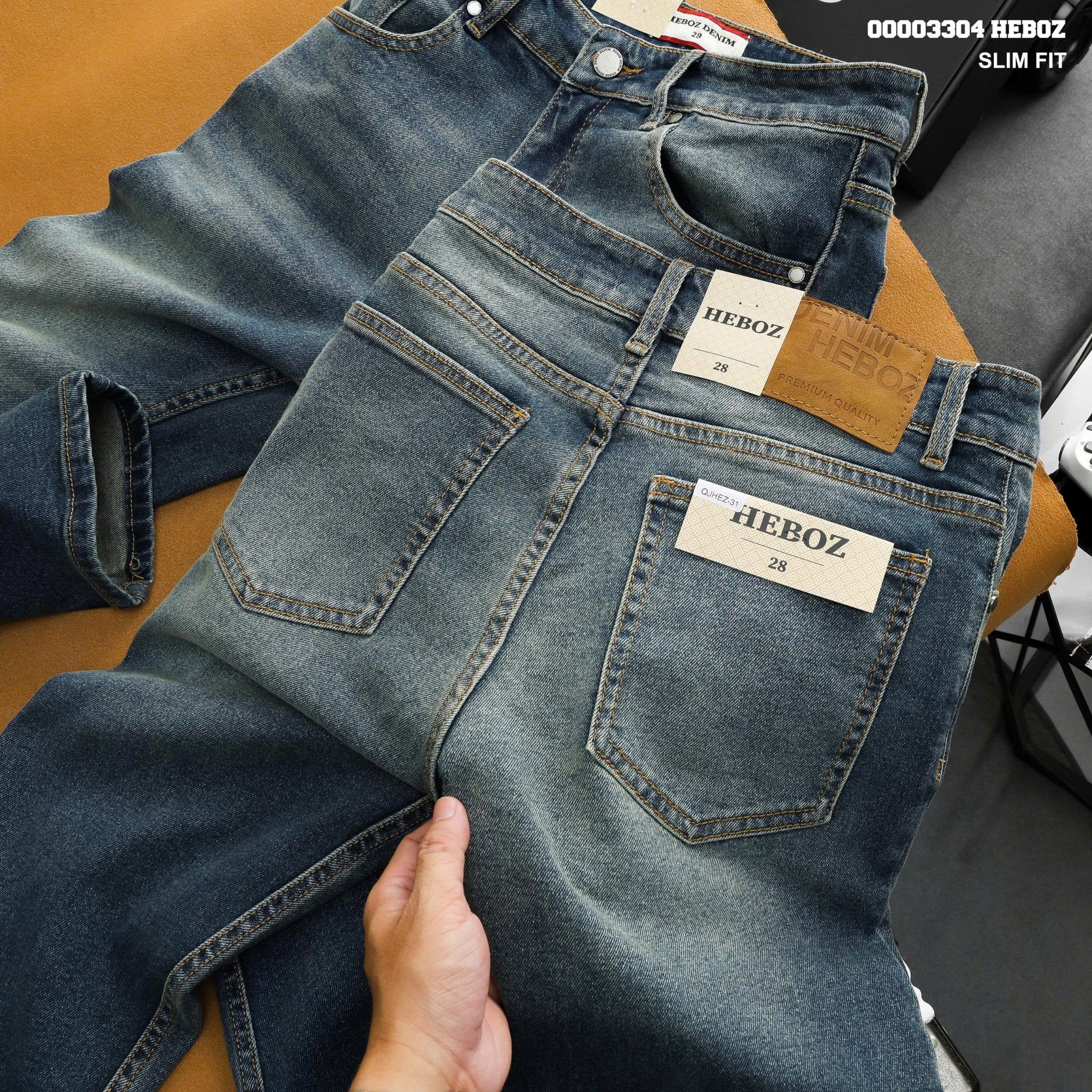 Quần jean Heboz dáng slim trơn D31 - 00003304 