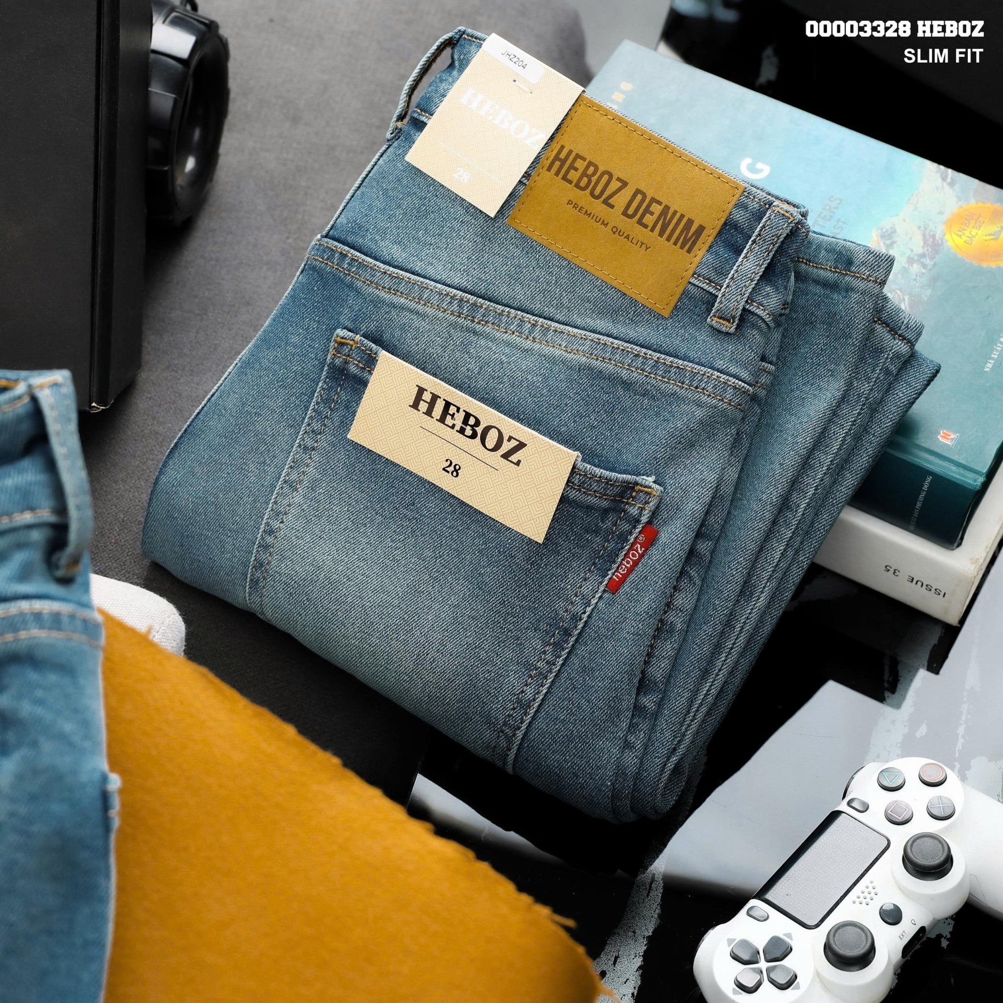  Quần jean Heboz slim trơn D204 - 00003328 