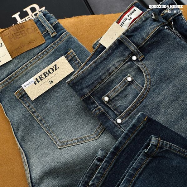  Quần jean Heboz dáng slim trơn D31 - 00003304 