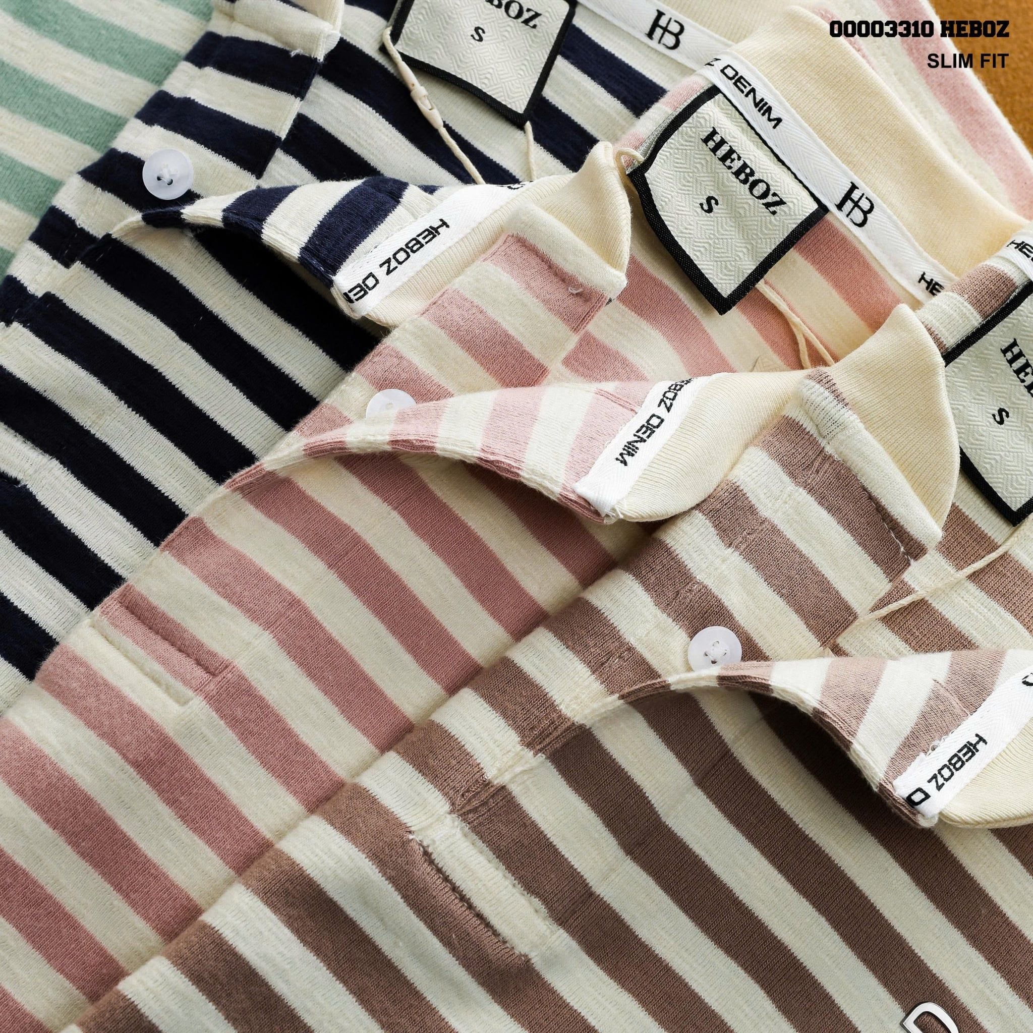  Áo thun Heboz henley striped 4M - 00003310 