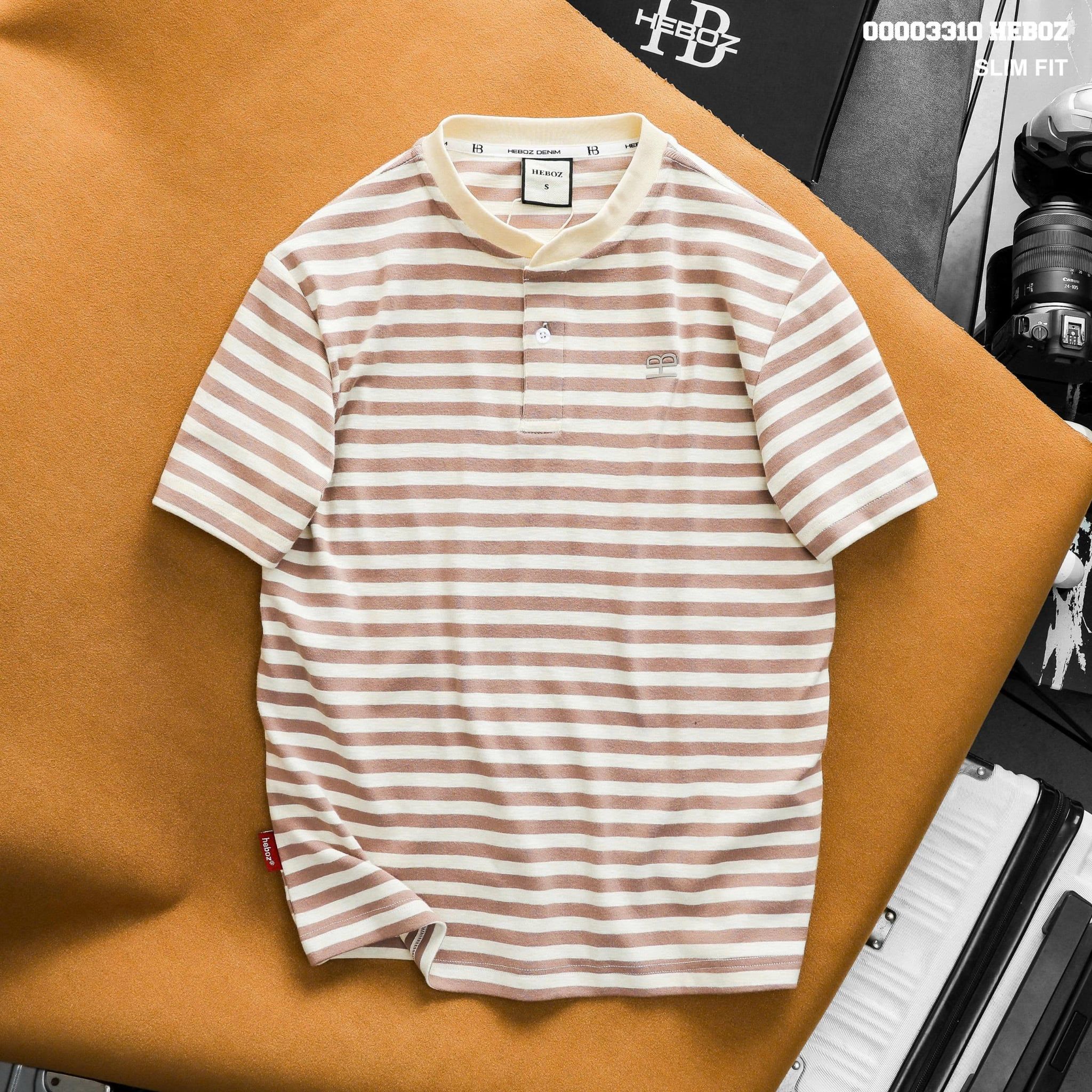  Áo thun Heboz henley striped 4M - 00003310 