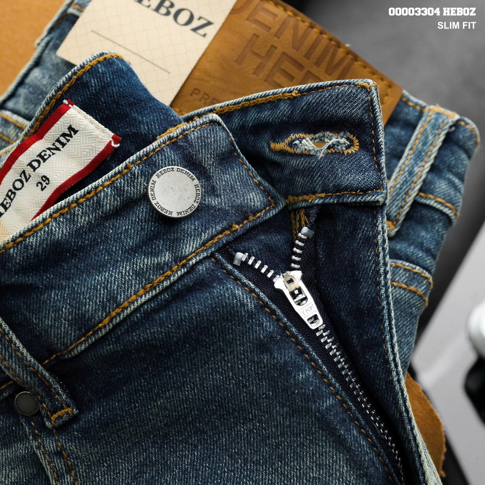  Quần jean Heboz dáng slim trơn D31 - 00003304 