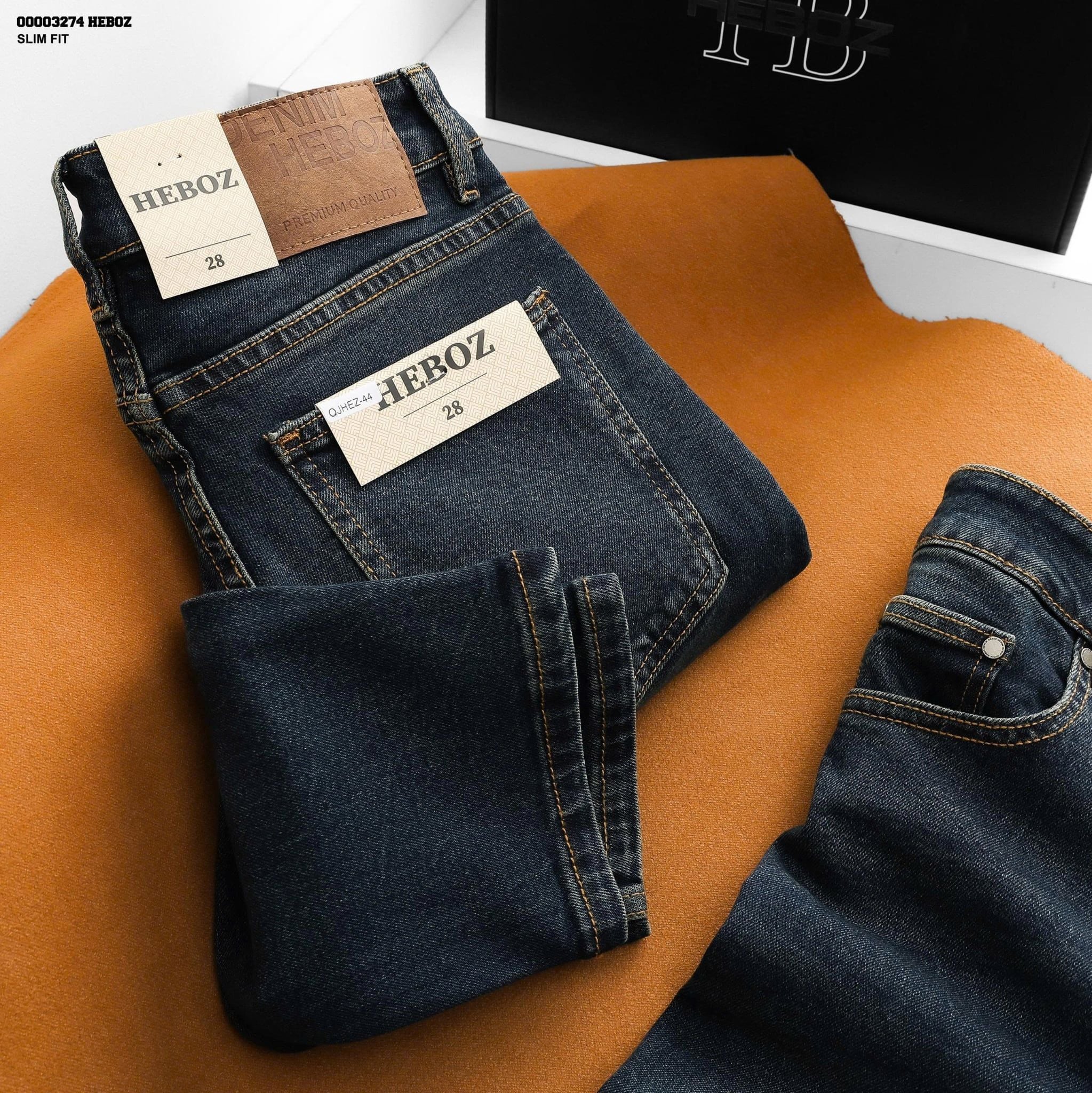  Quần jean Heboz dáng slim trơn D44 - 00003274 