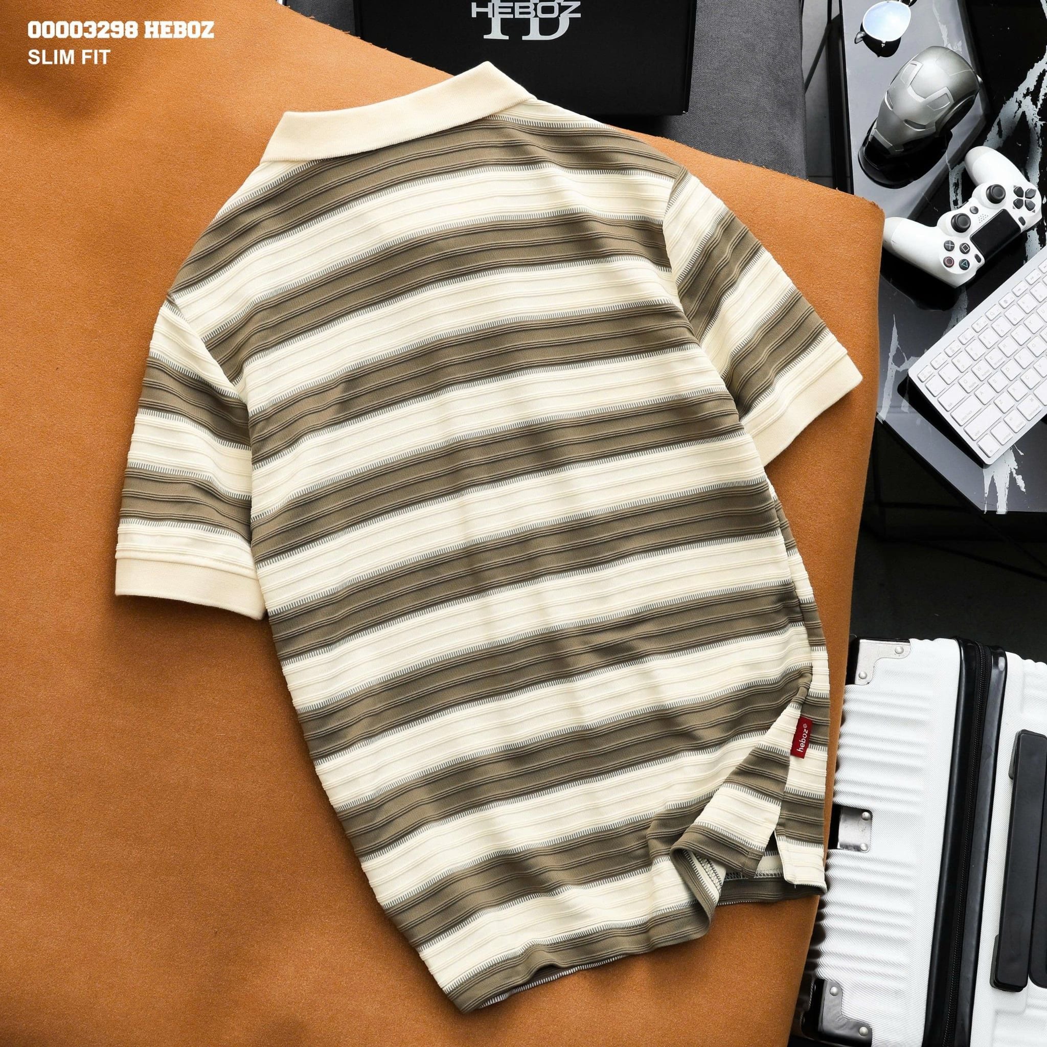  Áo polo Heboz collar V striped 2M - 00003298 