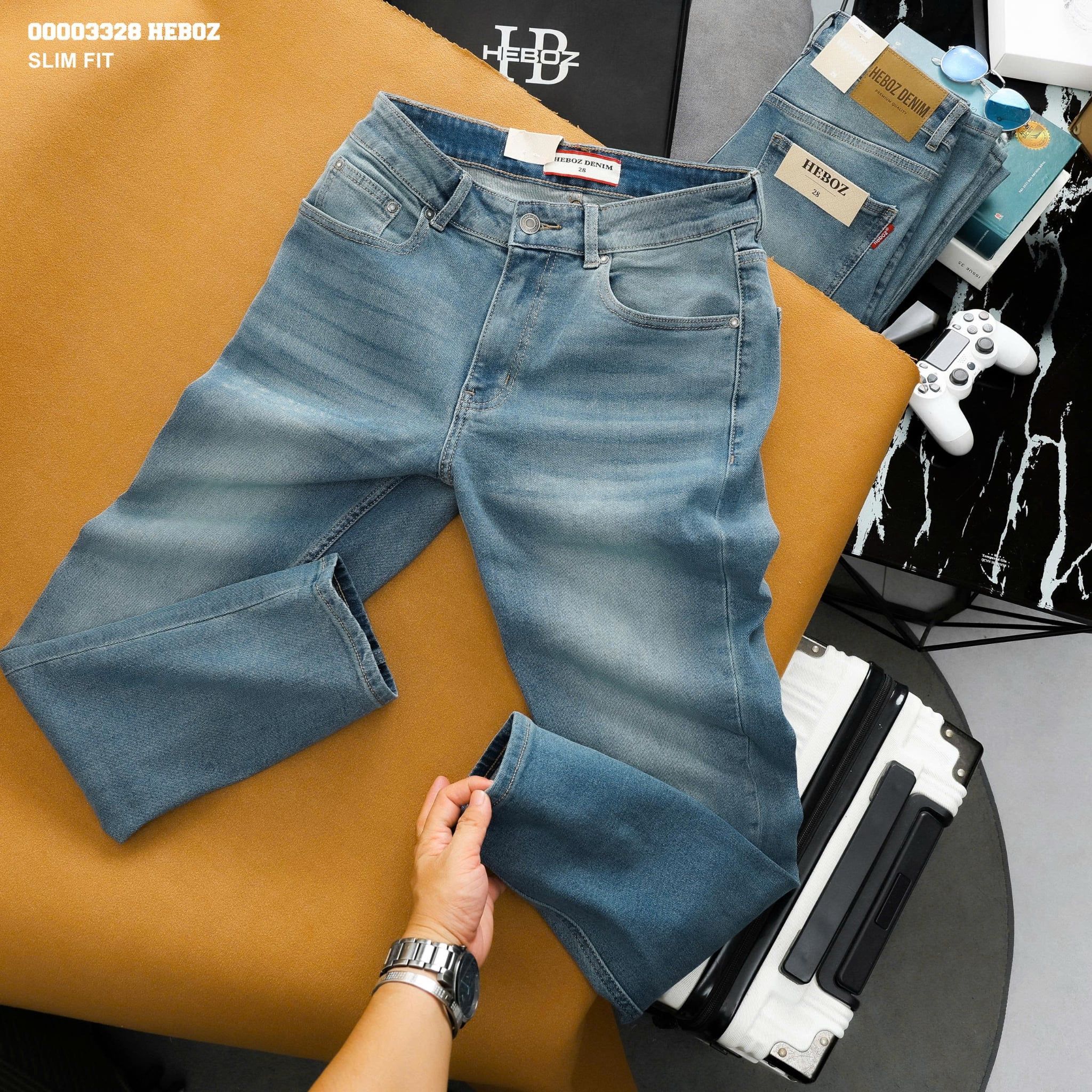  Quần jean Heboz slim trơn D204 - 00003328 