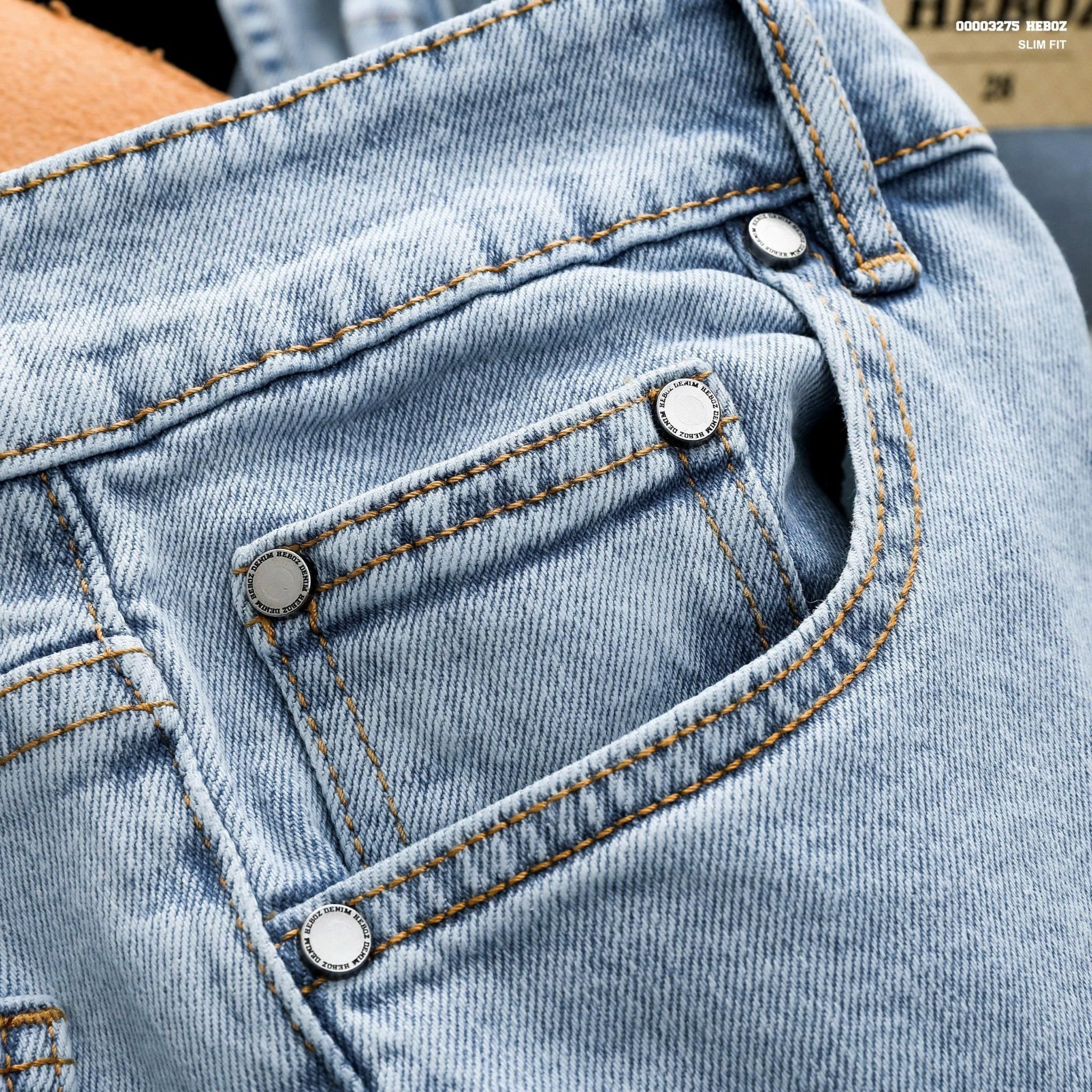  Quần jean Heboz dáng slim trơn D35 - 00003275 