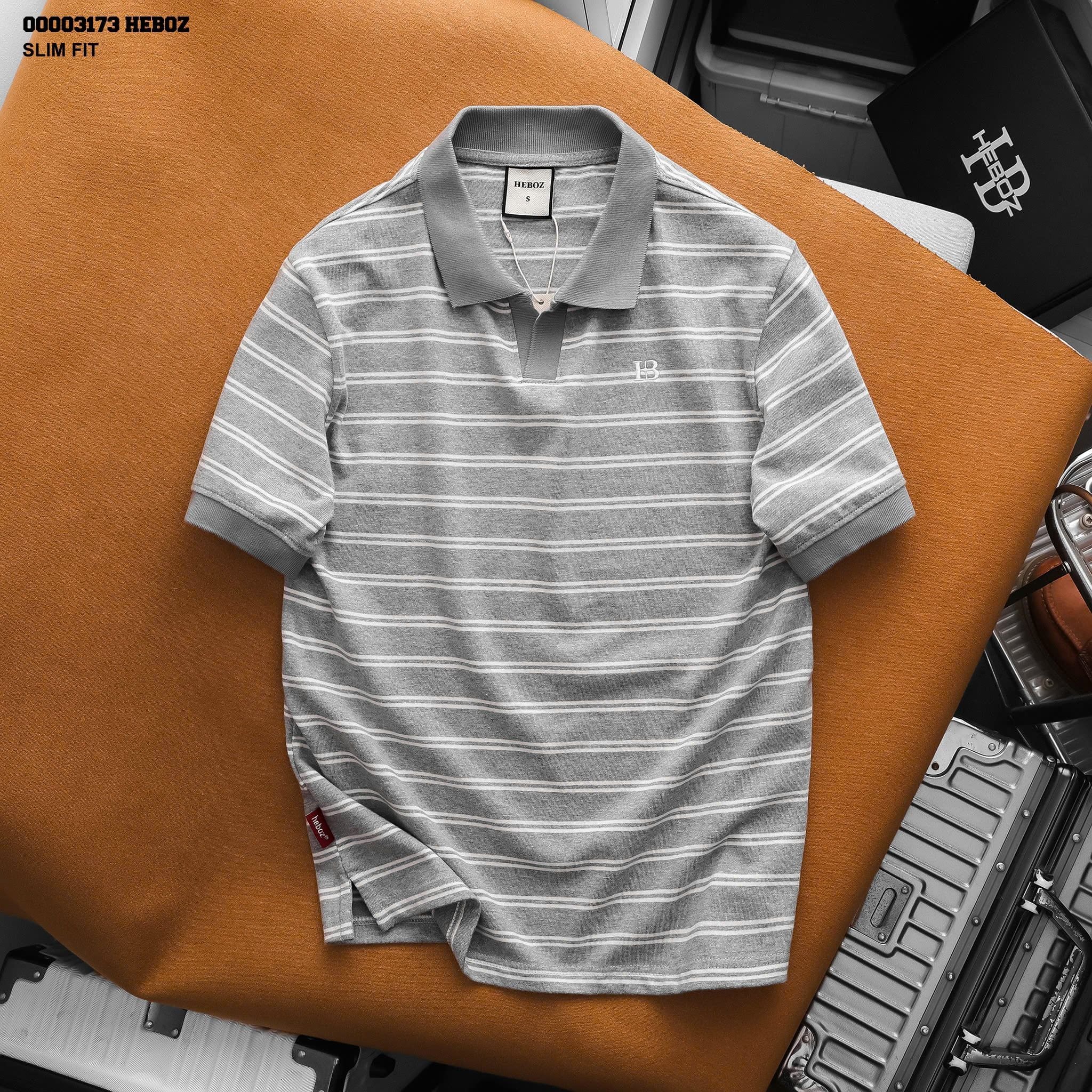  Áo polo HEBOZ striped Vneck 4M - 00003173 