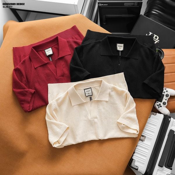  Áo Polo Dệt nam HEBOZ Herringbone Knit 3M - 00002989 