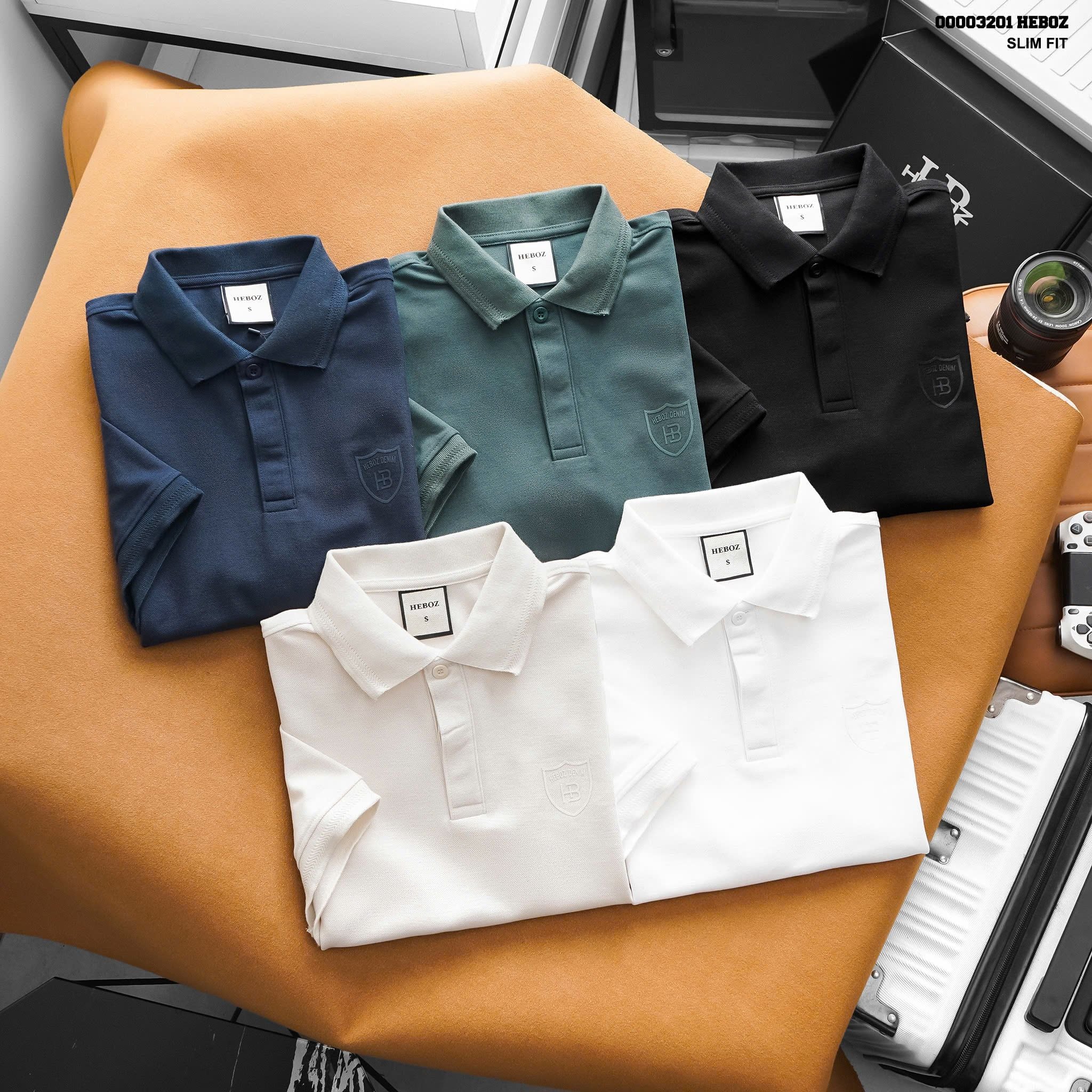  Áo polo HEBOZ giấu cúc logo 5M - 00003201 