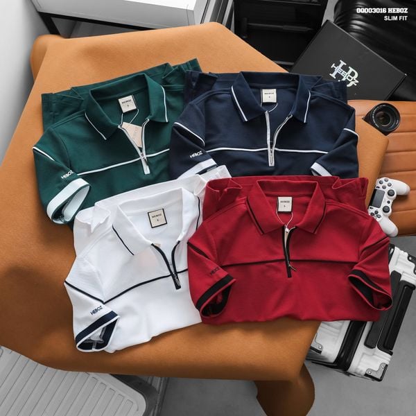 Áo polo nam HEBOZ Signature Zip 4M - 00003016 