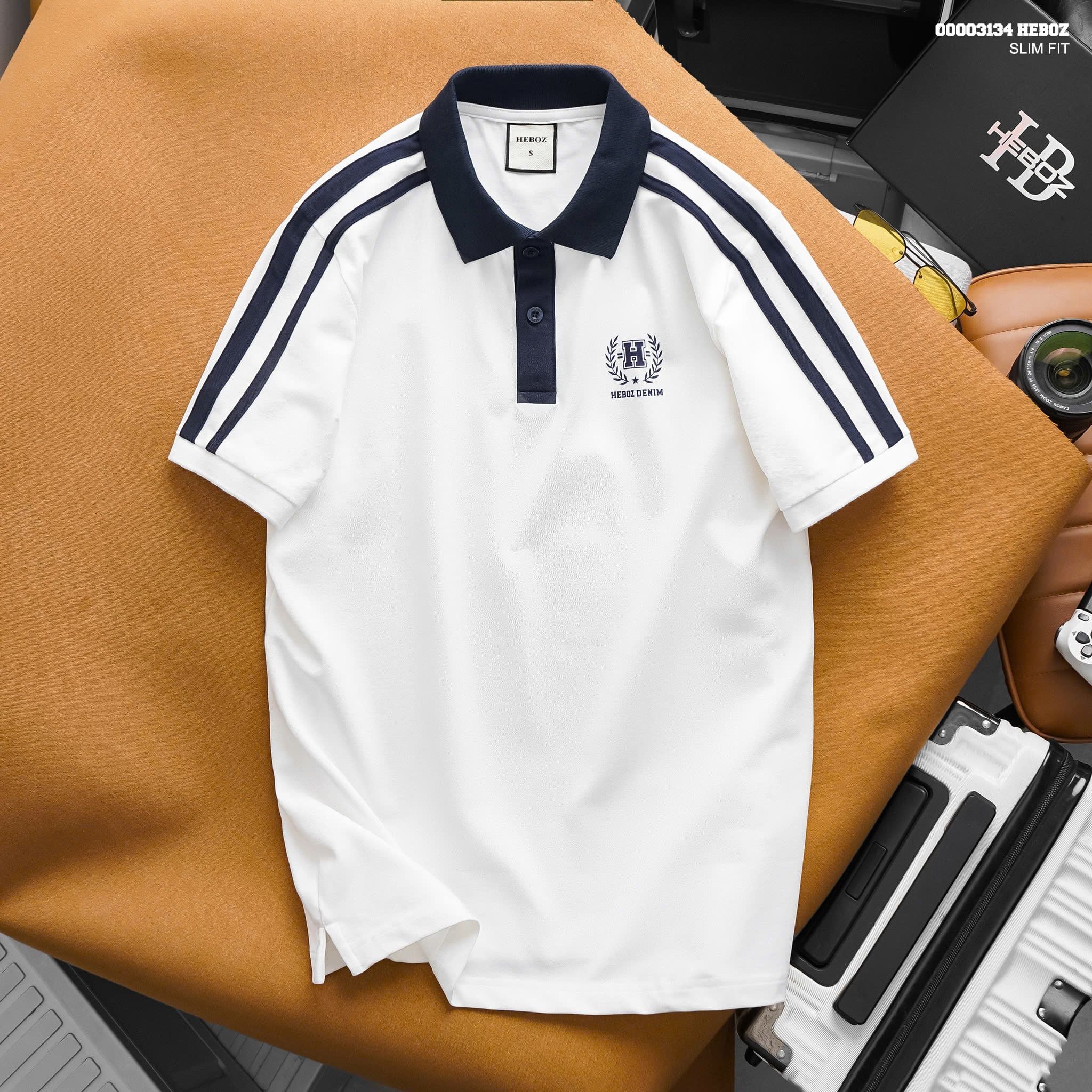  Áo polo nam HEBOZ striped shoulder 2M - 00003134 