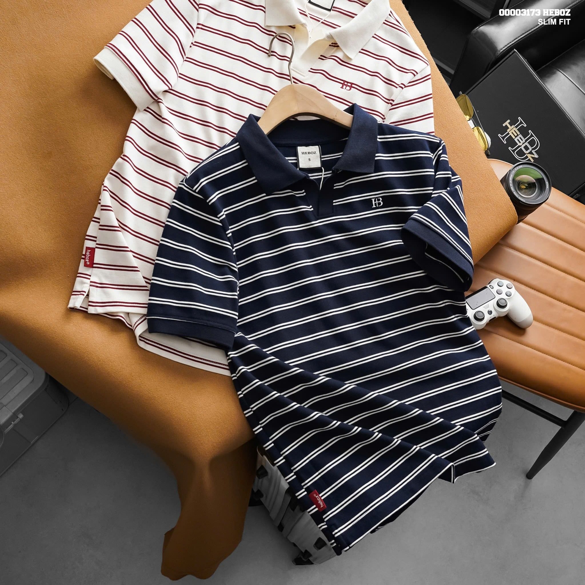 Áo polo HEBOZ striped Vneck 4M - 00003173 