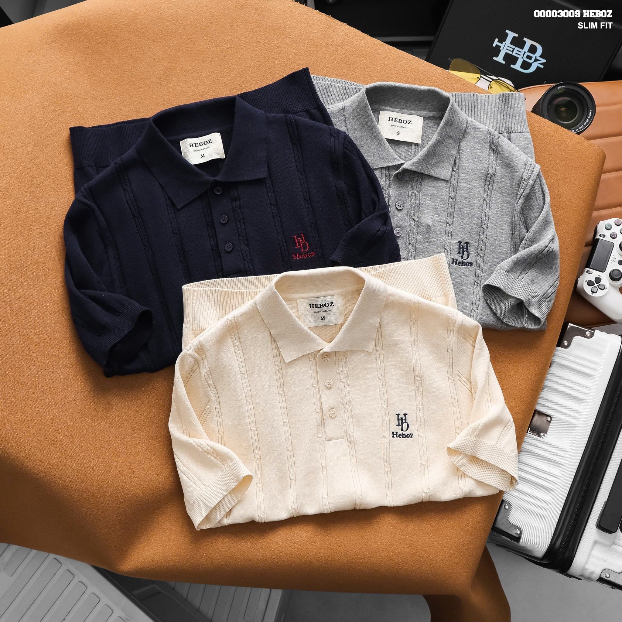  Áo polo nam Heboz Vertical Rib knit 3M - 00003009 