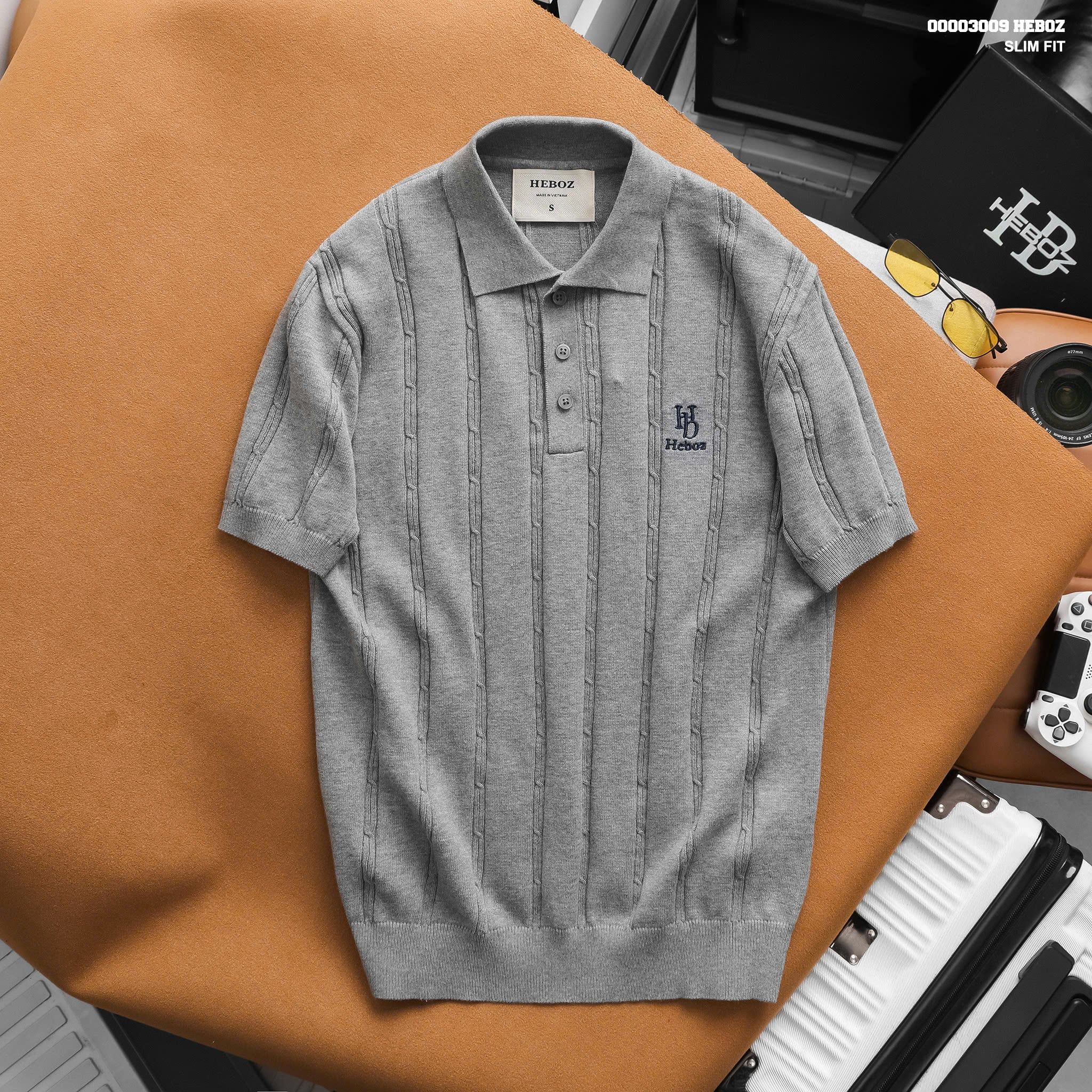  Áo polo nam Heboz Vertical Rib knit 3M - 00003009 