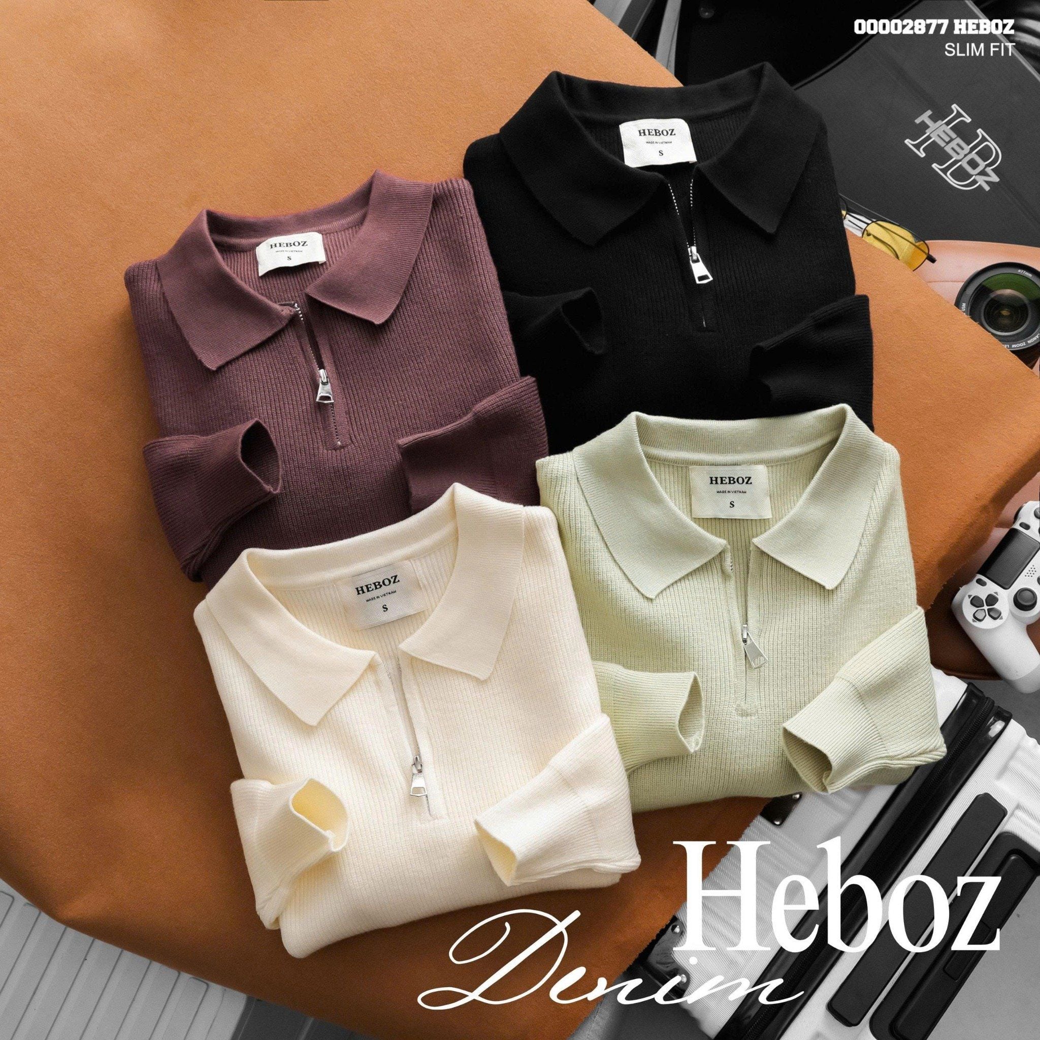  Áo polo len nam Heboz heritage zip 4M - 00002877 