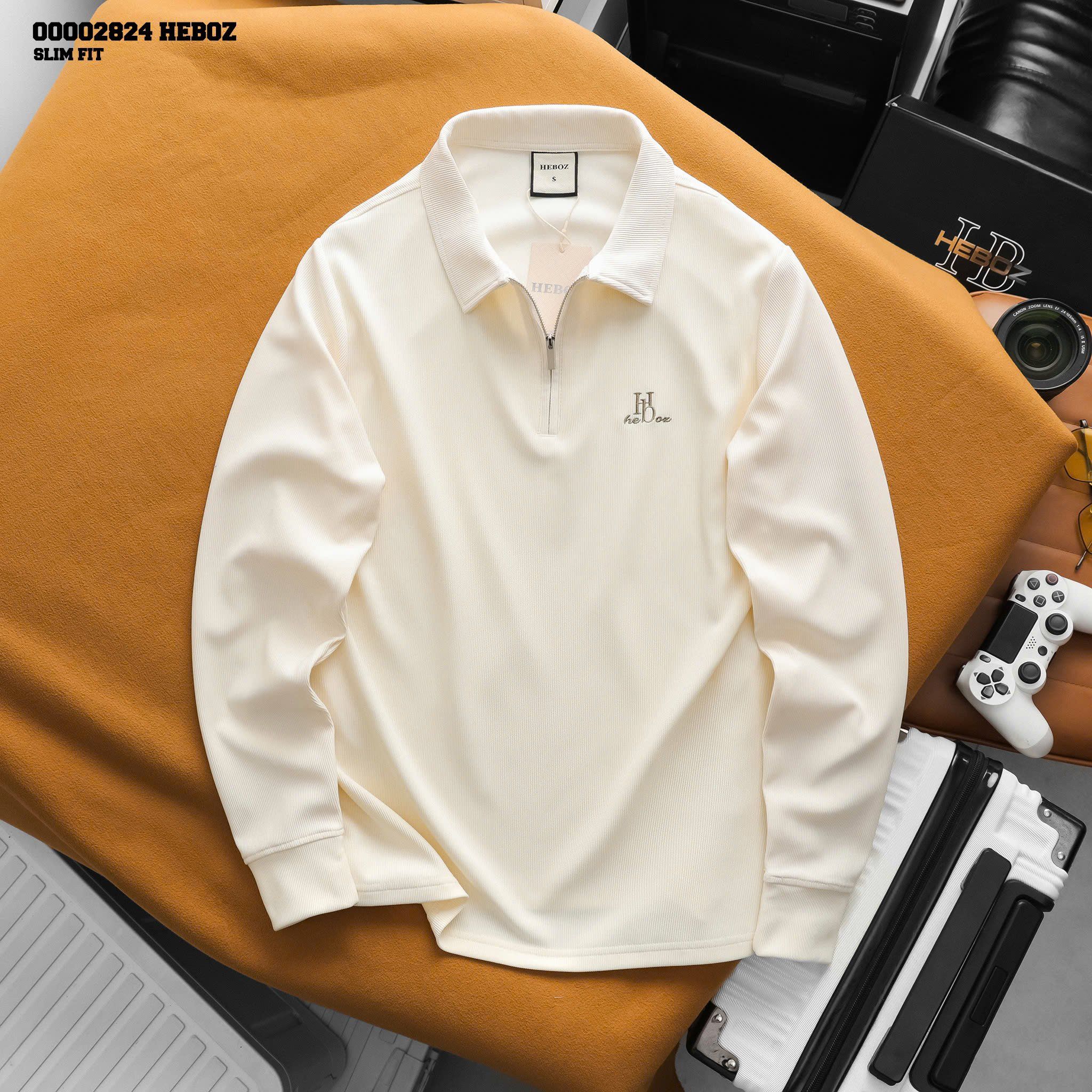  Áo polo nam Heboz dài tay zip 3M - 00002824 