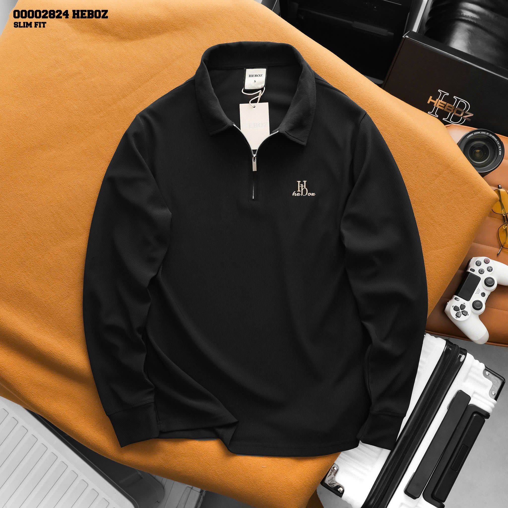  Áo polo nam Heboz dài tay zip 3M - 00002824 