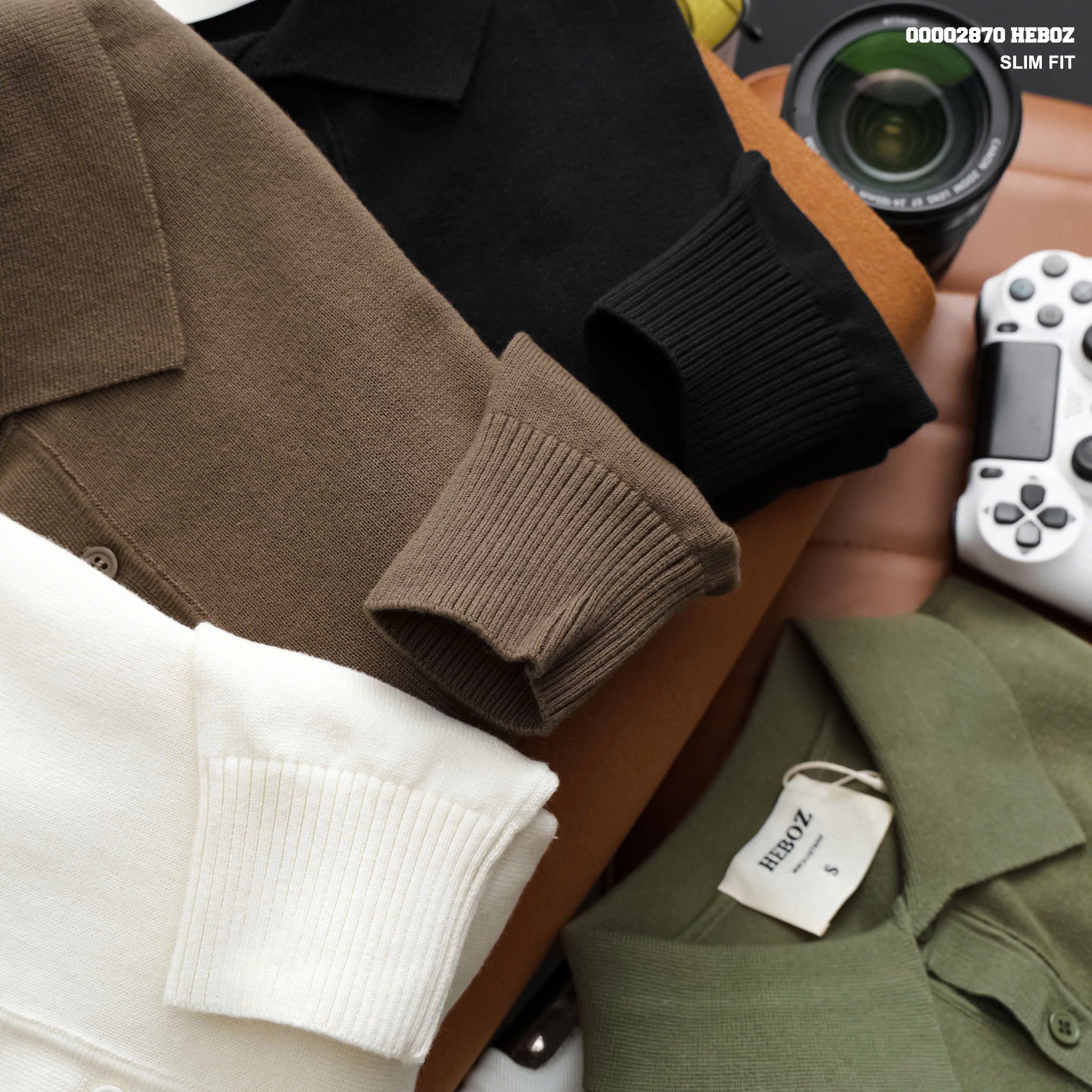  Áo polo nam Heboz len dài tay 4M - 00002870 