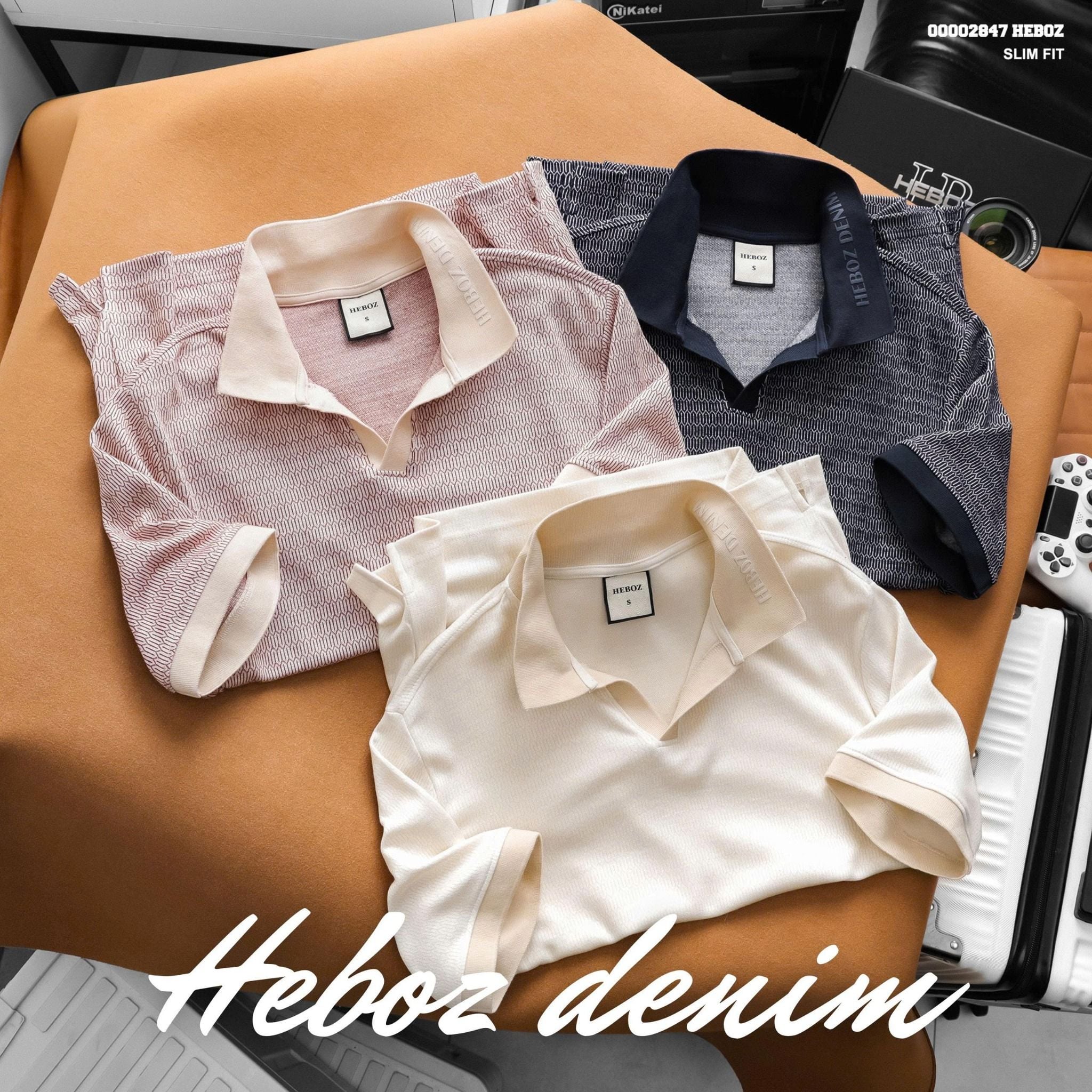  Áo polo nam Heboz pattern collar print 3M - 00002847 