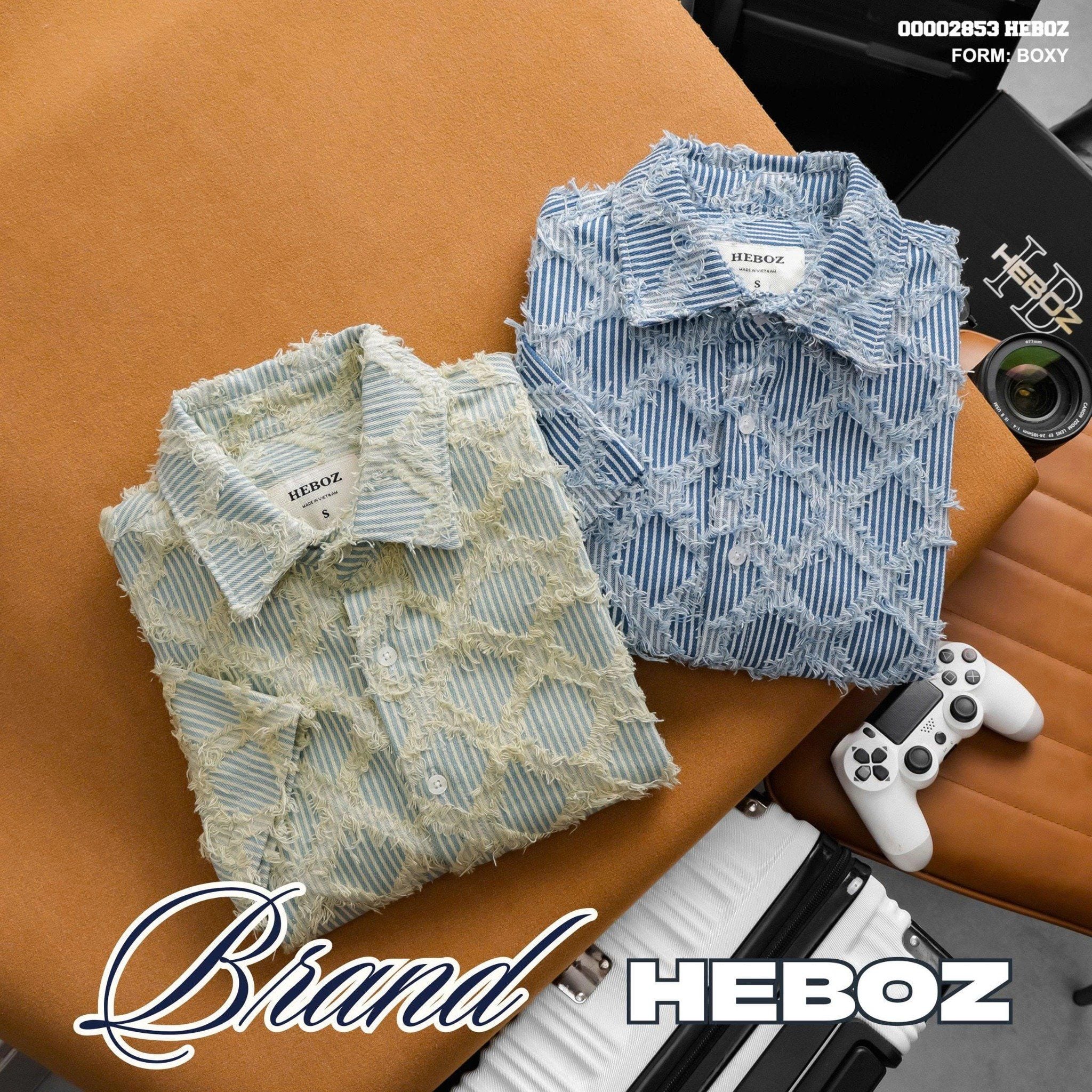  Áo sơ mi nam Heboz denim ngắn tay 2M - 00002853 