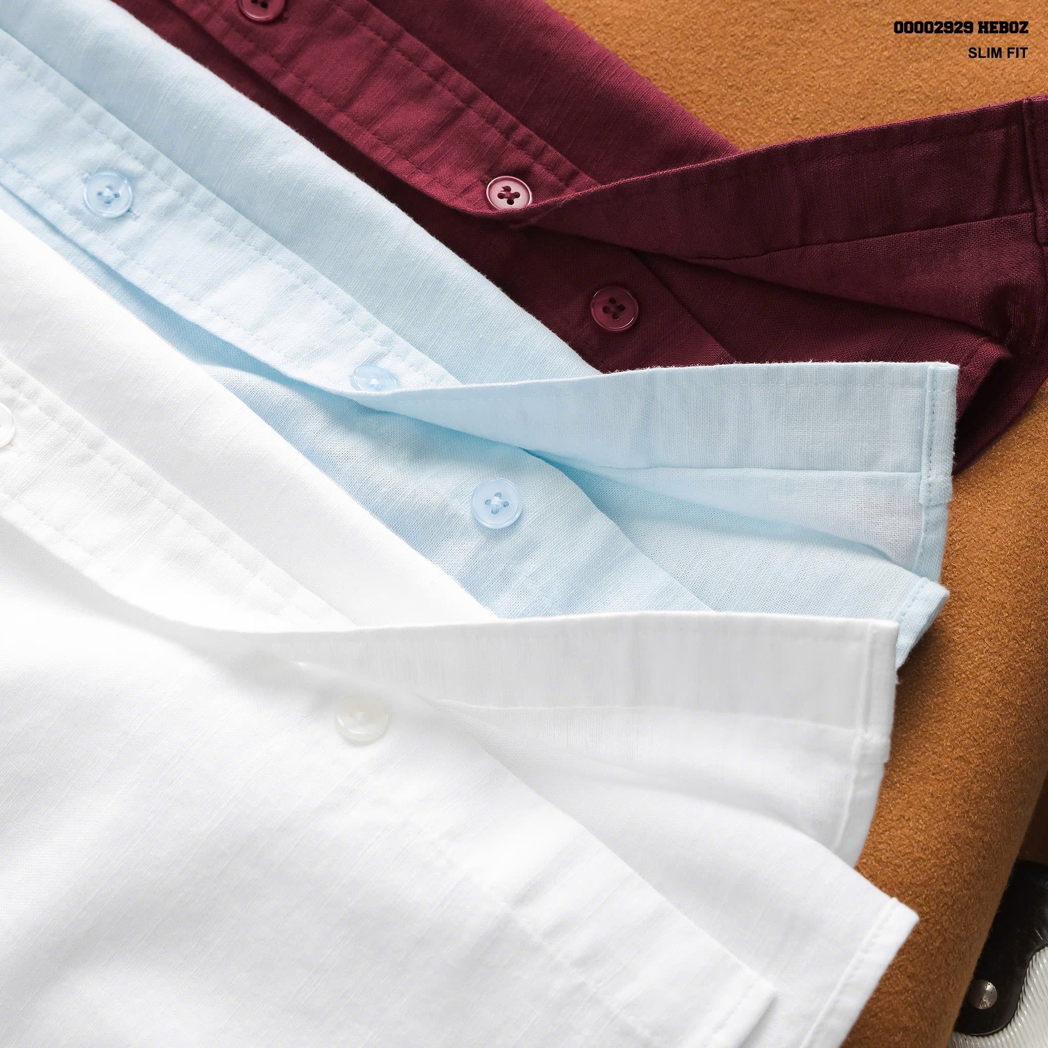  Áo sơ mi nam Heboz linen cổ trụ 3M - 00002929 