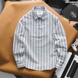  Áo sơ mi nam HEBOZ linen henley stripe 3M - 00003156 