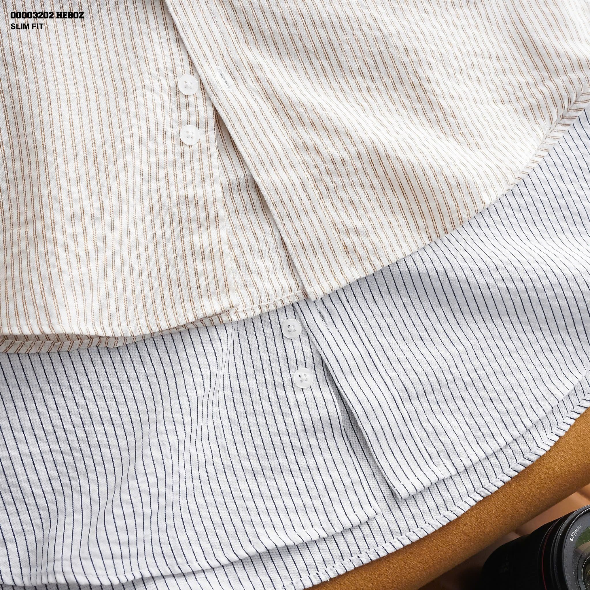  Áo sơ mi HEBOZ linen mini stripped 2M - 00003202 