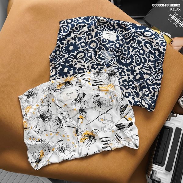  Áo sơ mi nam HEBOZ pijama pattern linen 2M - 00003149 