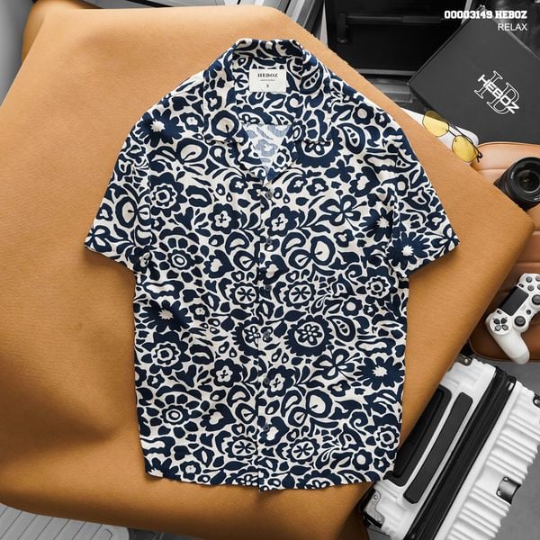  Áo sơ mi nam HEBOZ pijama pattern linen 2M - 00003149 