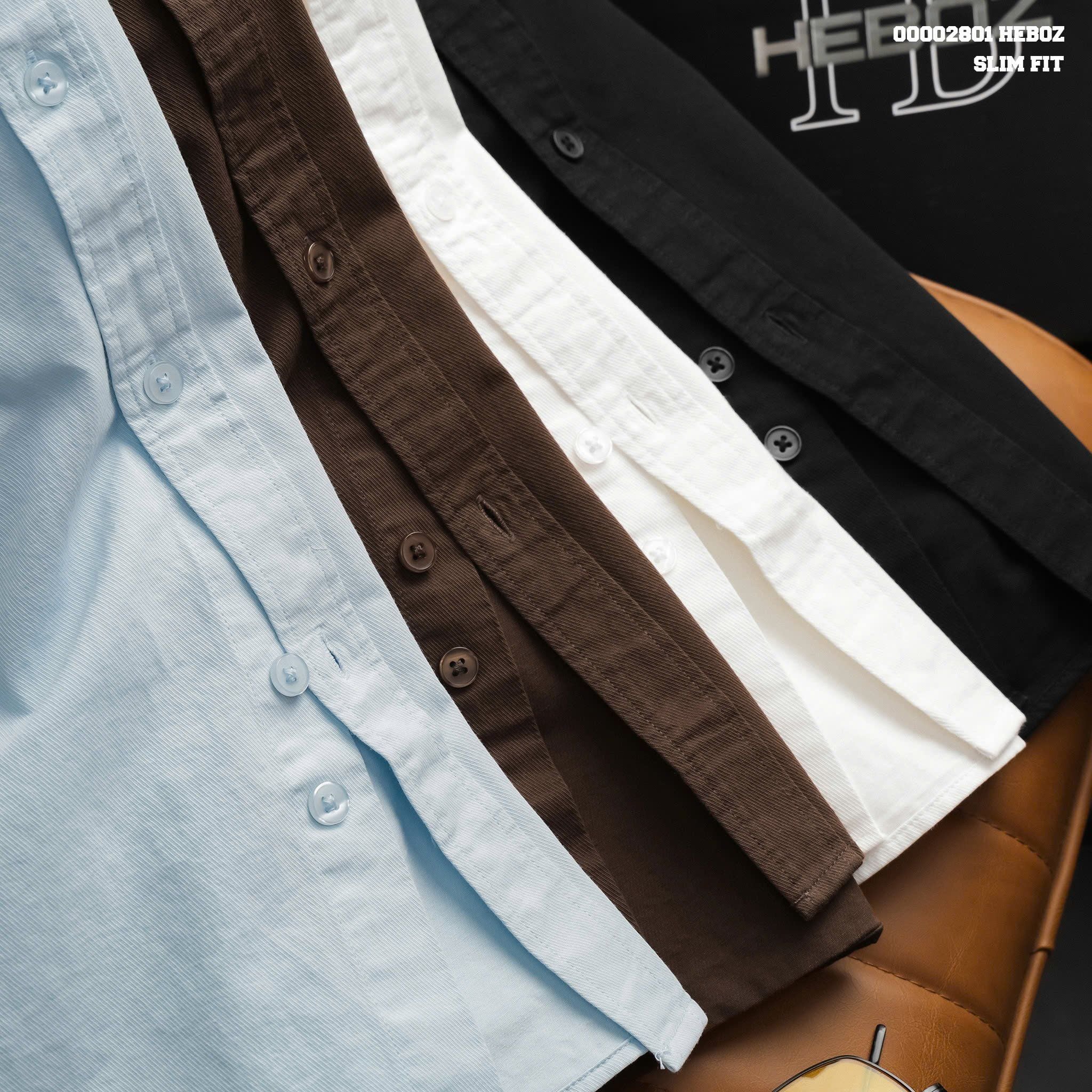  Áo sơ mi nam Heboz kaki 2pocket 4M - 00002801 