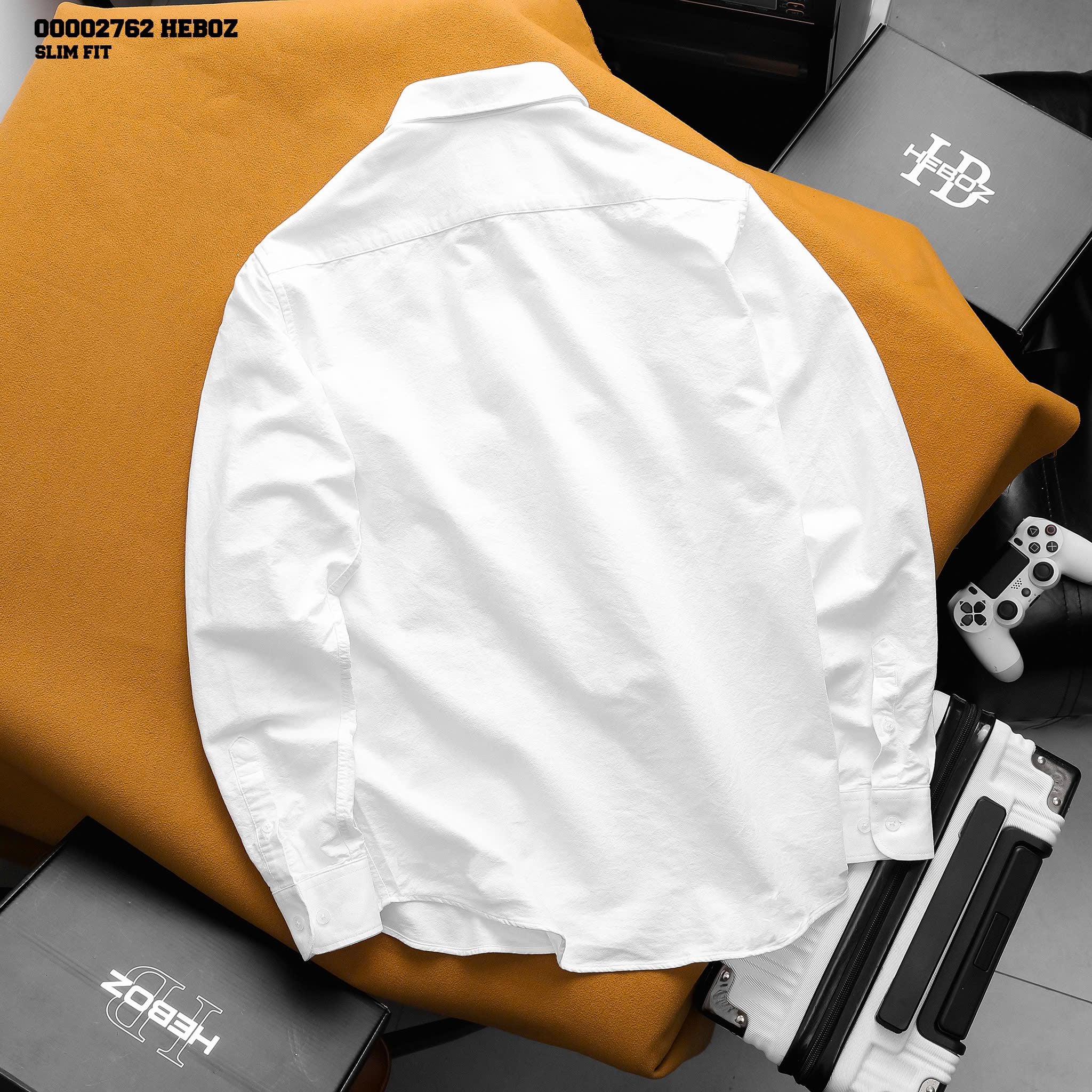  Áo sơ mi nam Heboz trắng oxford 1M - 00002762 