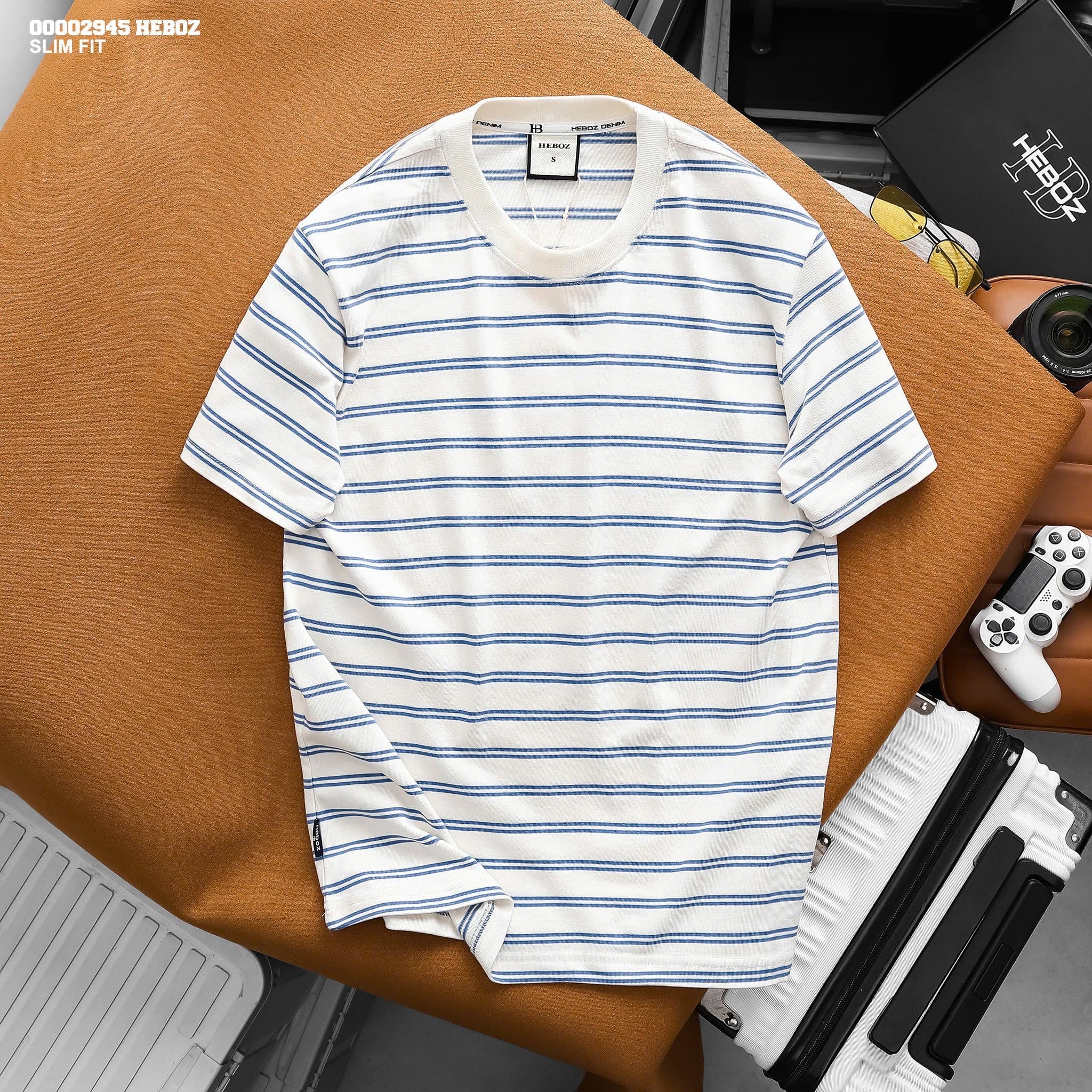  Áo thun nam Heboz double striped slim 3M - 00002945 