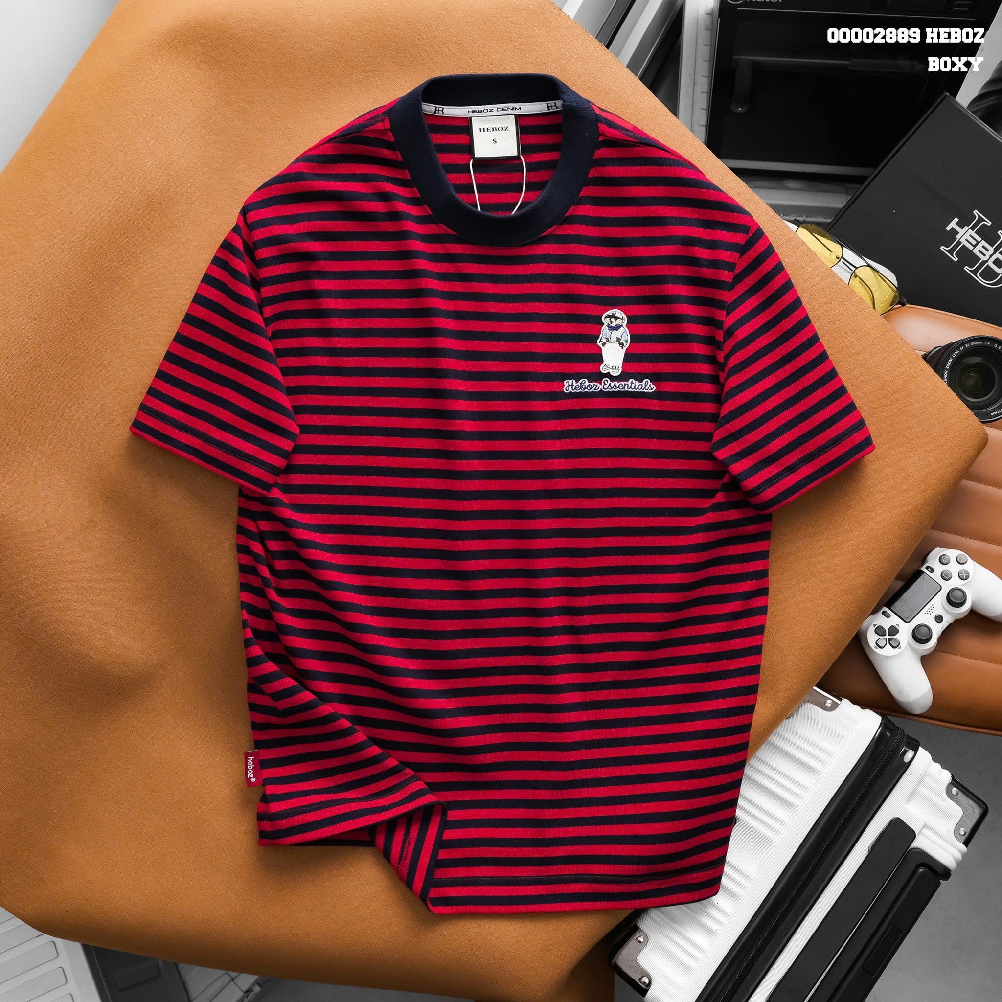  Áo thun nam Heboz striped bear boxy 3M - 00002889 